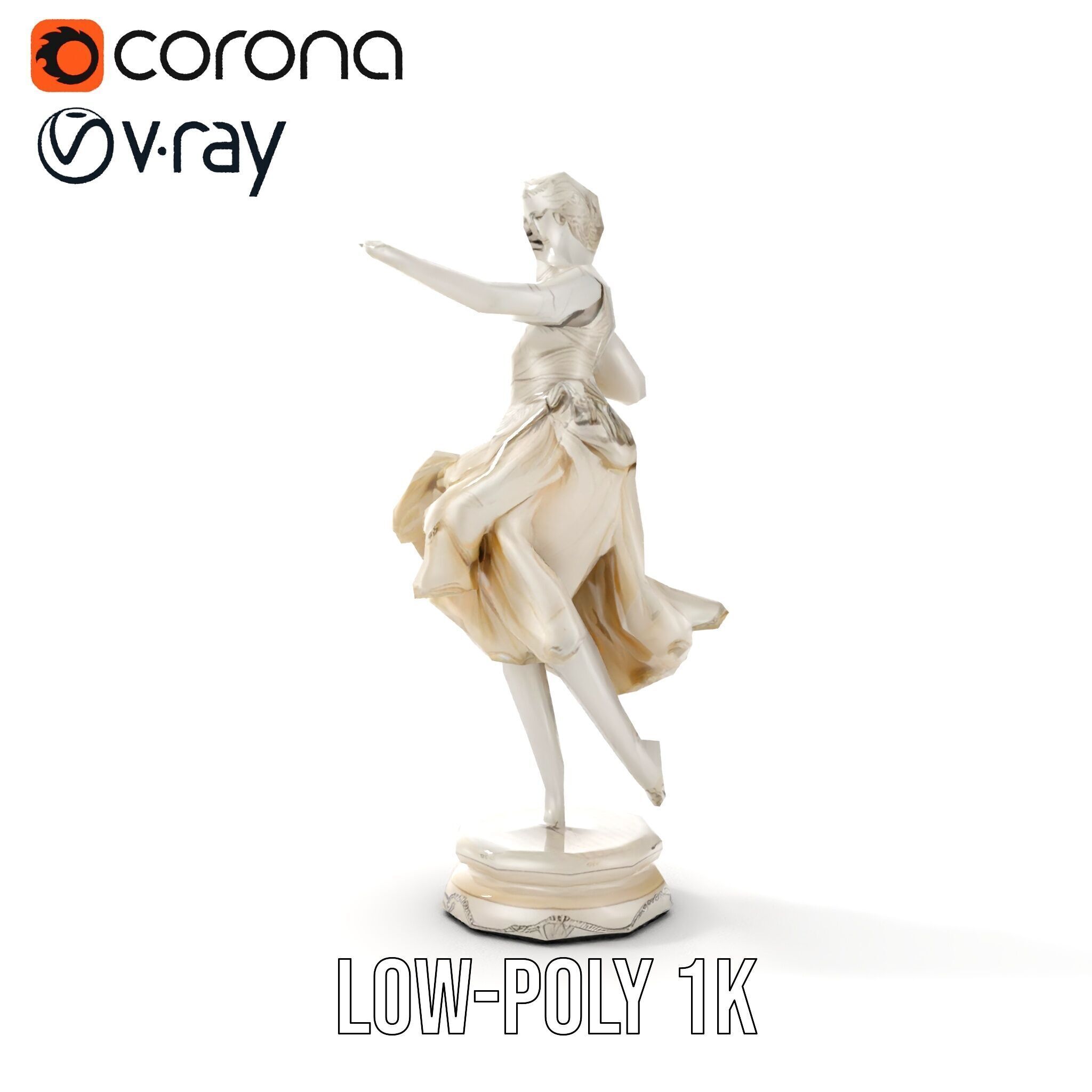 Graceful Dance Statue Model Pack Low-poly 3D model_10