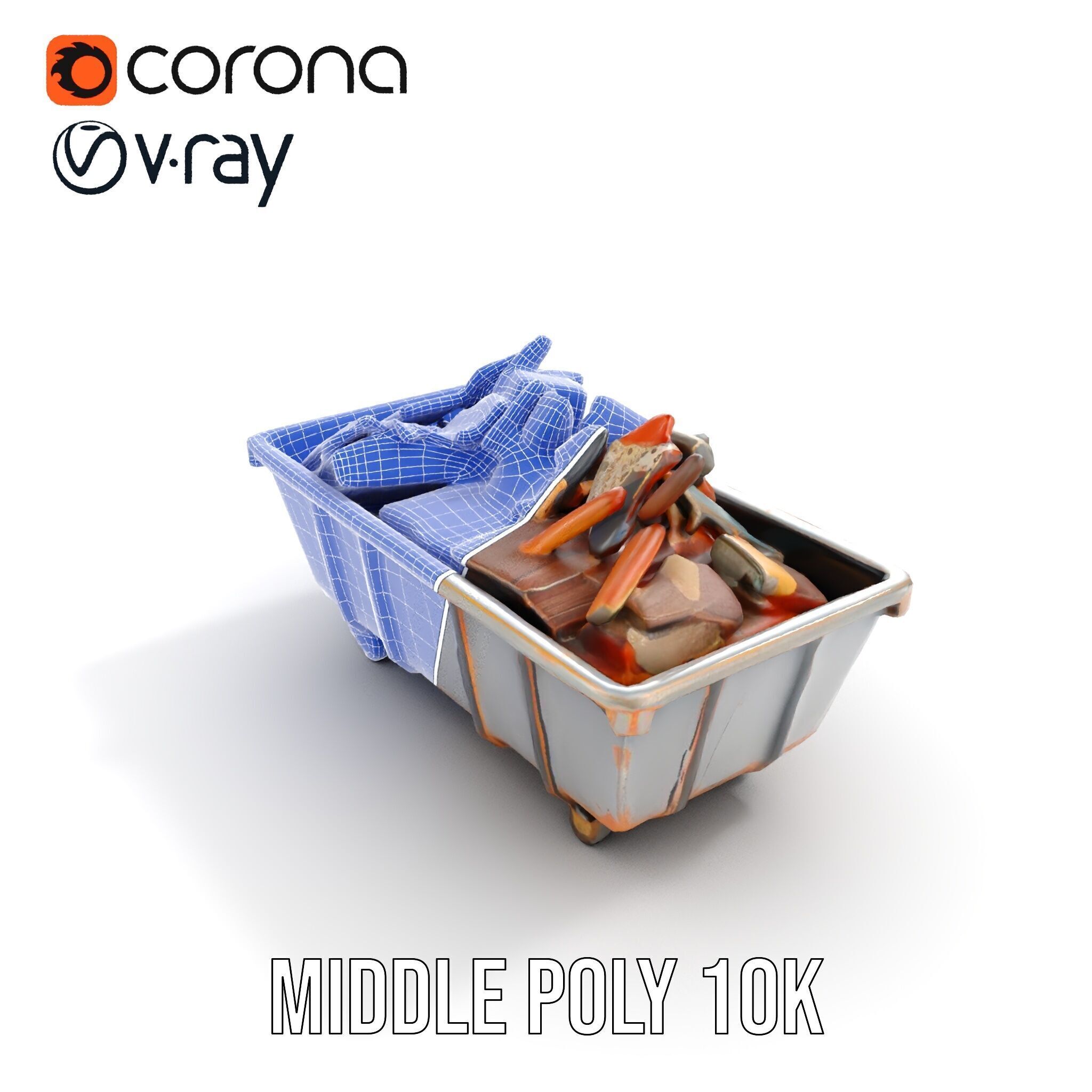 Rustic Dumpster and Debris Model Pack Low-poly 3D model_25