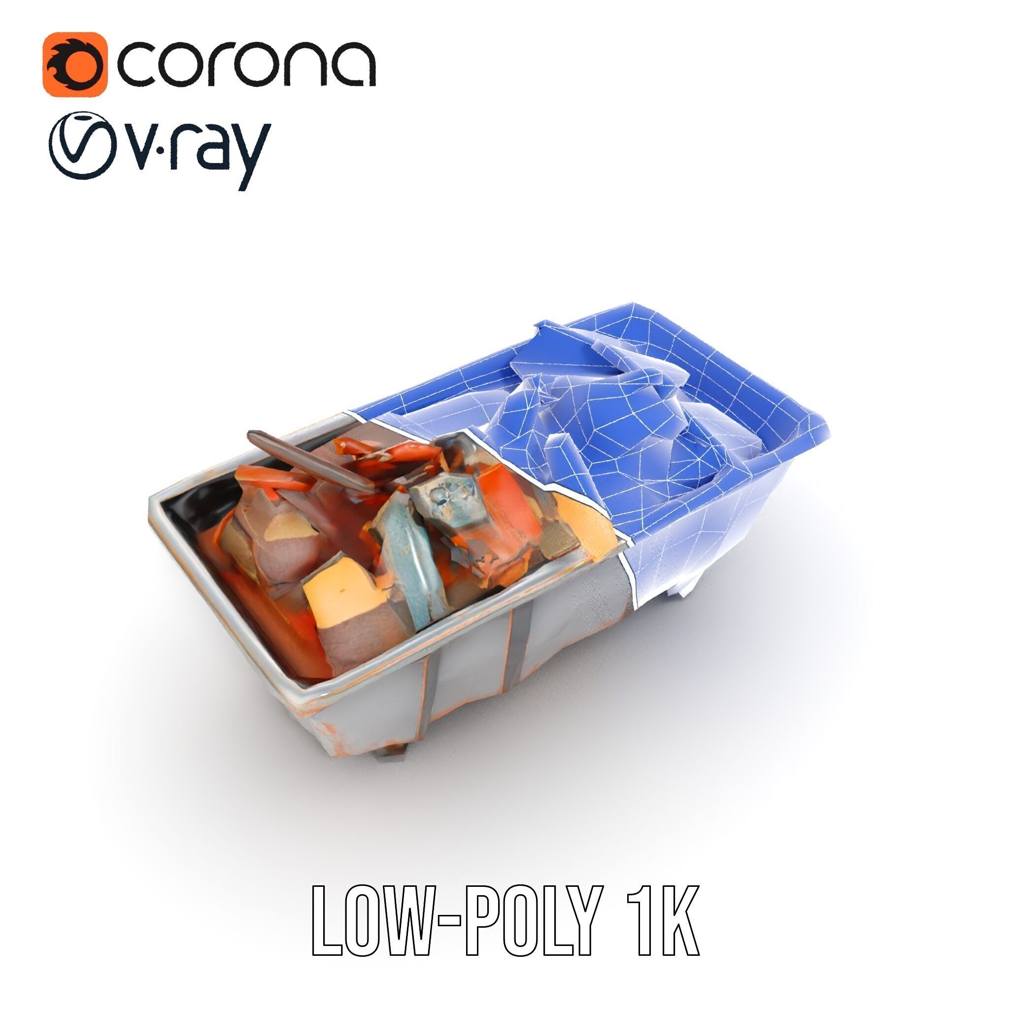 Rustic Dumpster and Debris Model Pack Low-poly 3D model_29