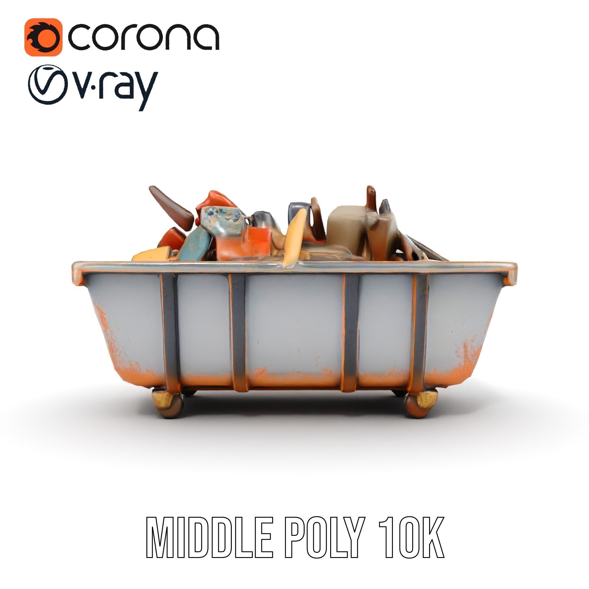 Rustic Dumpster and Debris Model Pack Low-poly 3D model_6