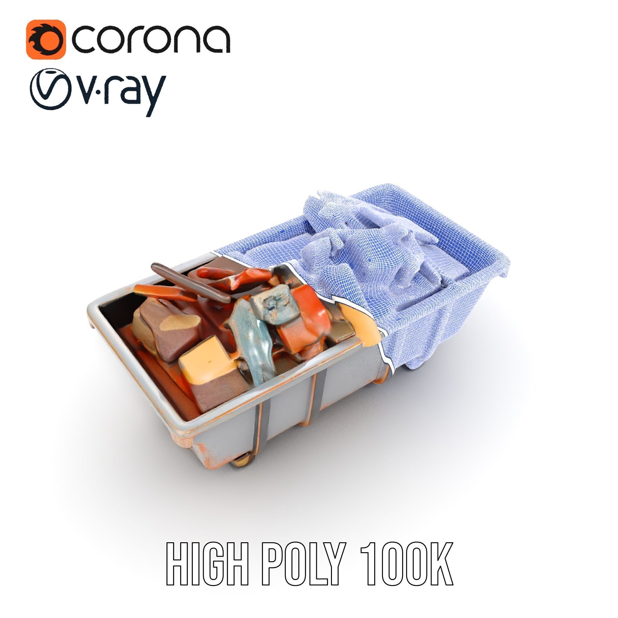 Rustic Dumpster and Debris Model Pack Low-poly 3D model_33