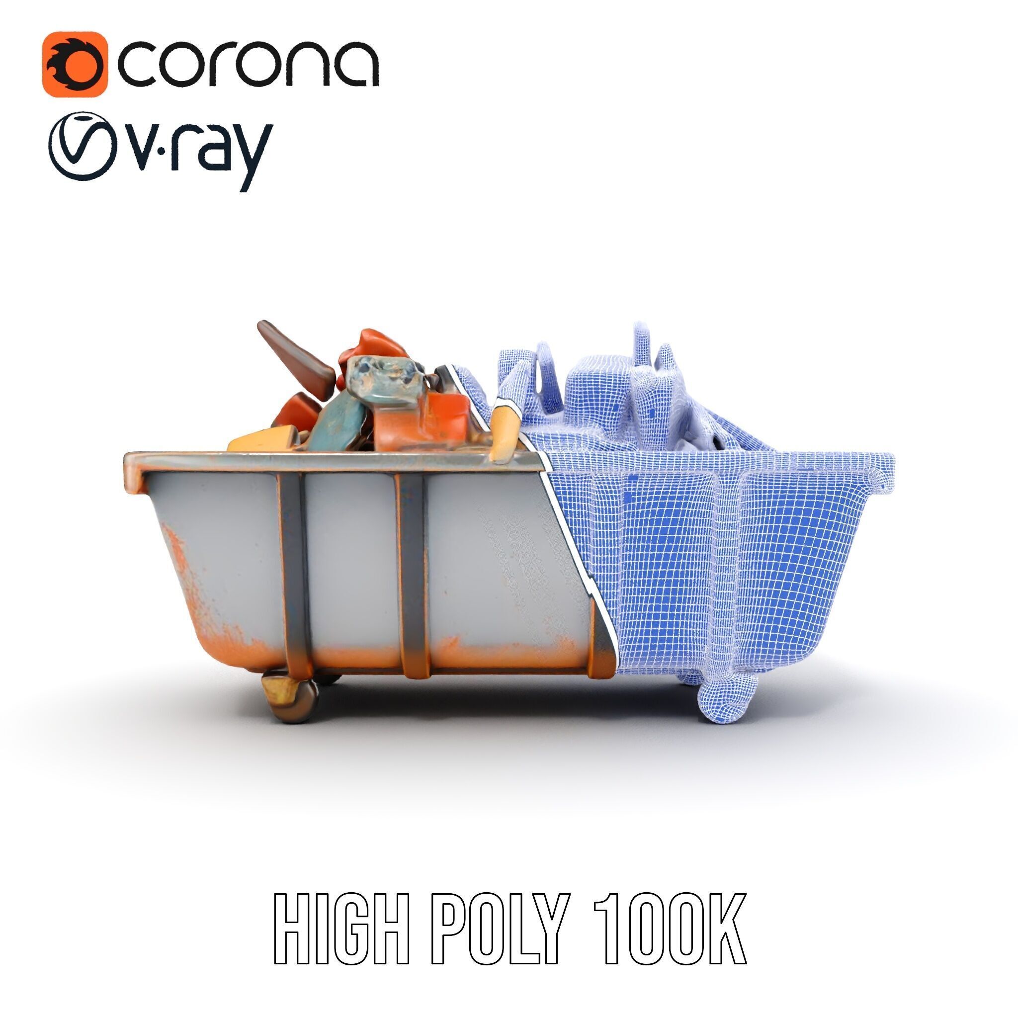 Rustic Dumpster and Debris Model Pack Low-poly 3D model_37