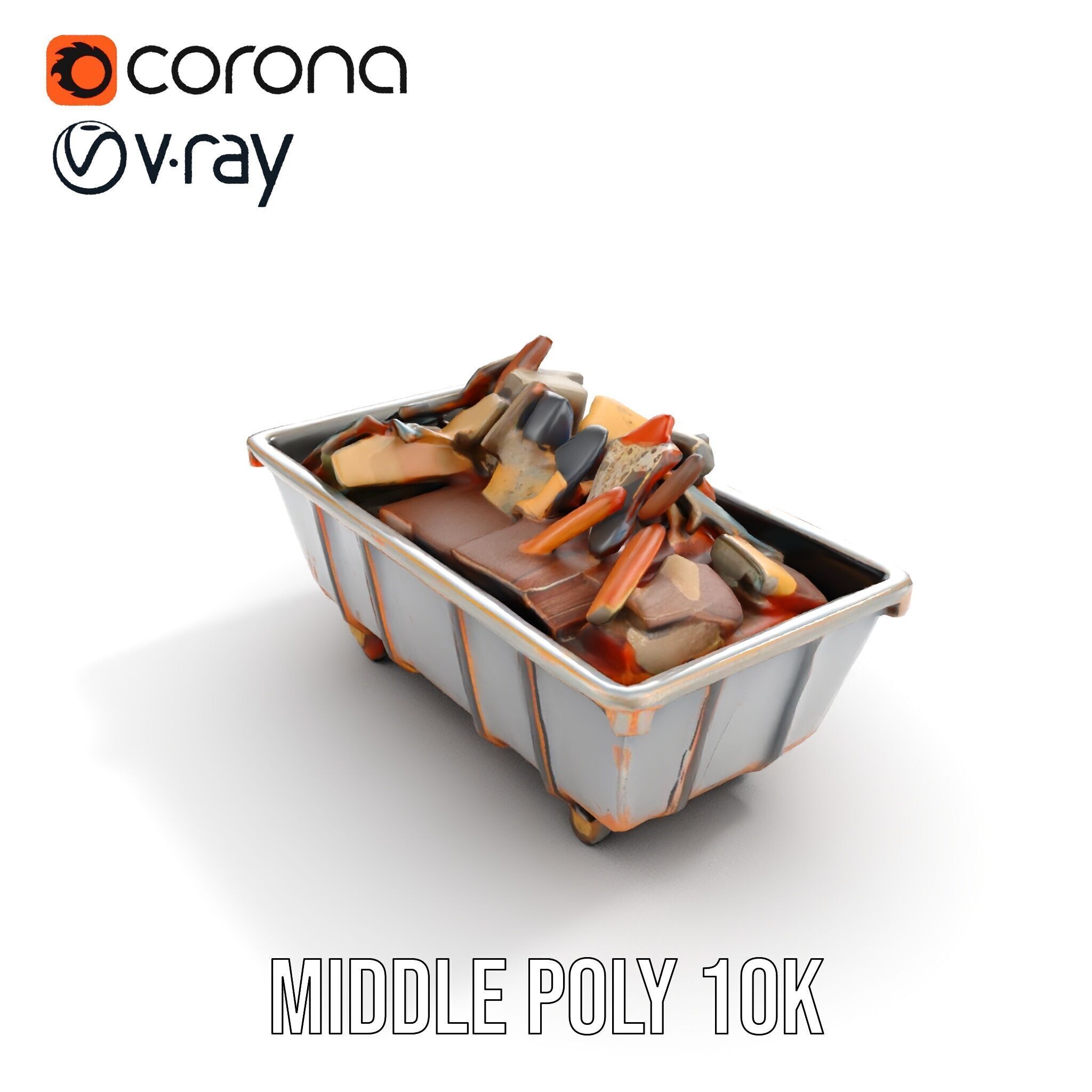 Rustic Dumpster and Debris Model Pack Low-poly 3D model_17