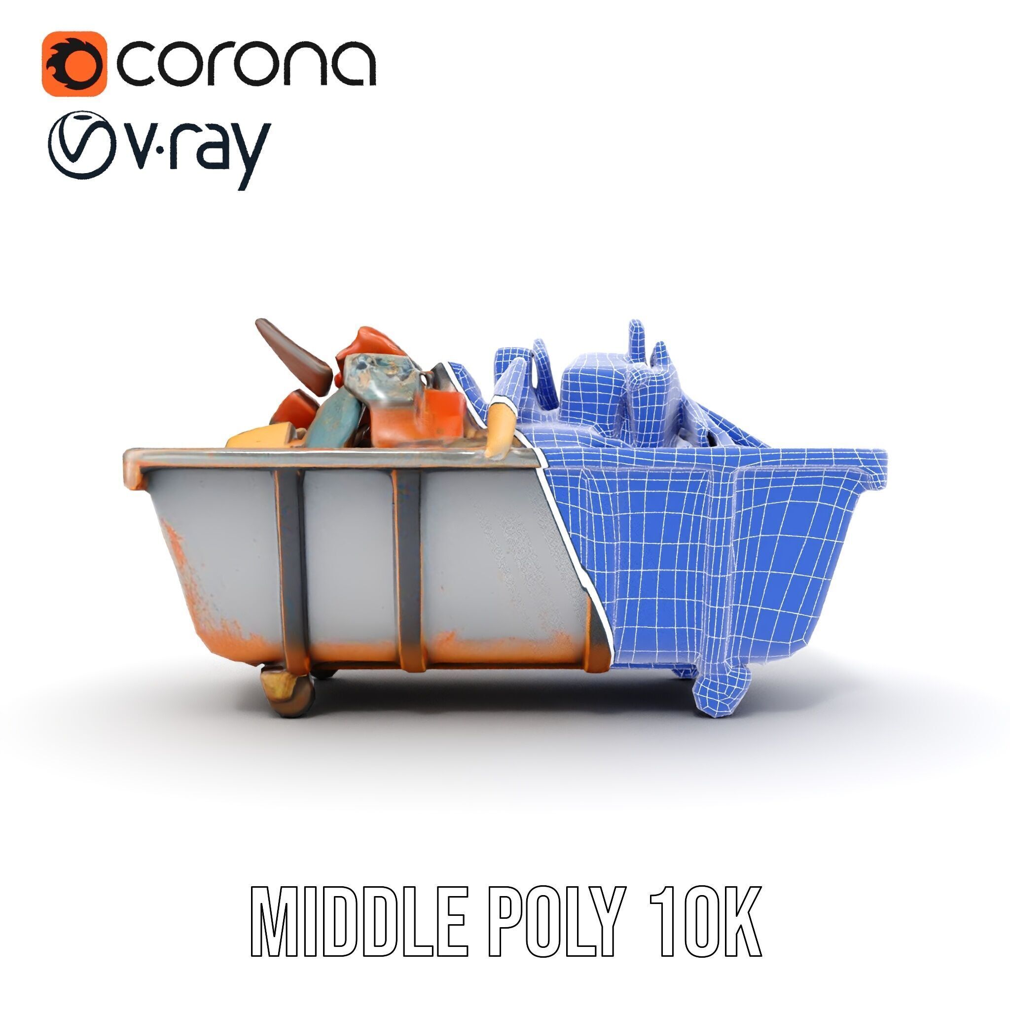 Rustic Dumpster and Debris Model Pack Low-poly 3D model_22