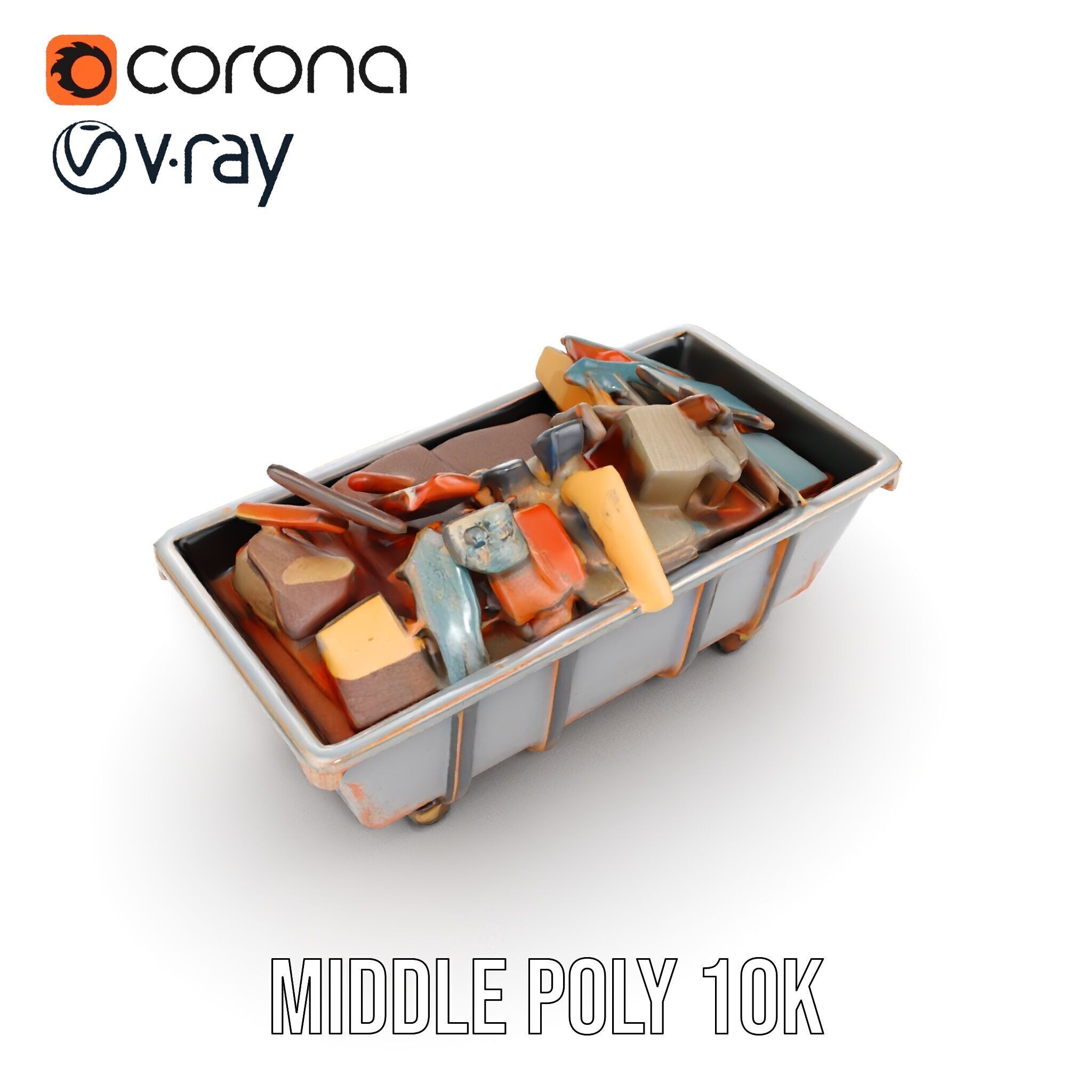 Rustic Dumpster and Debris Model Pack Low-poly 3D model_12