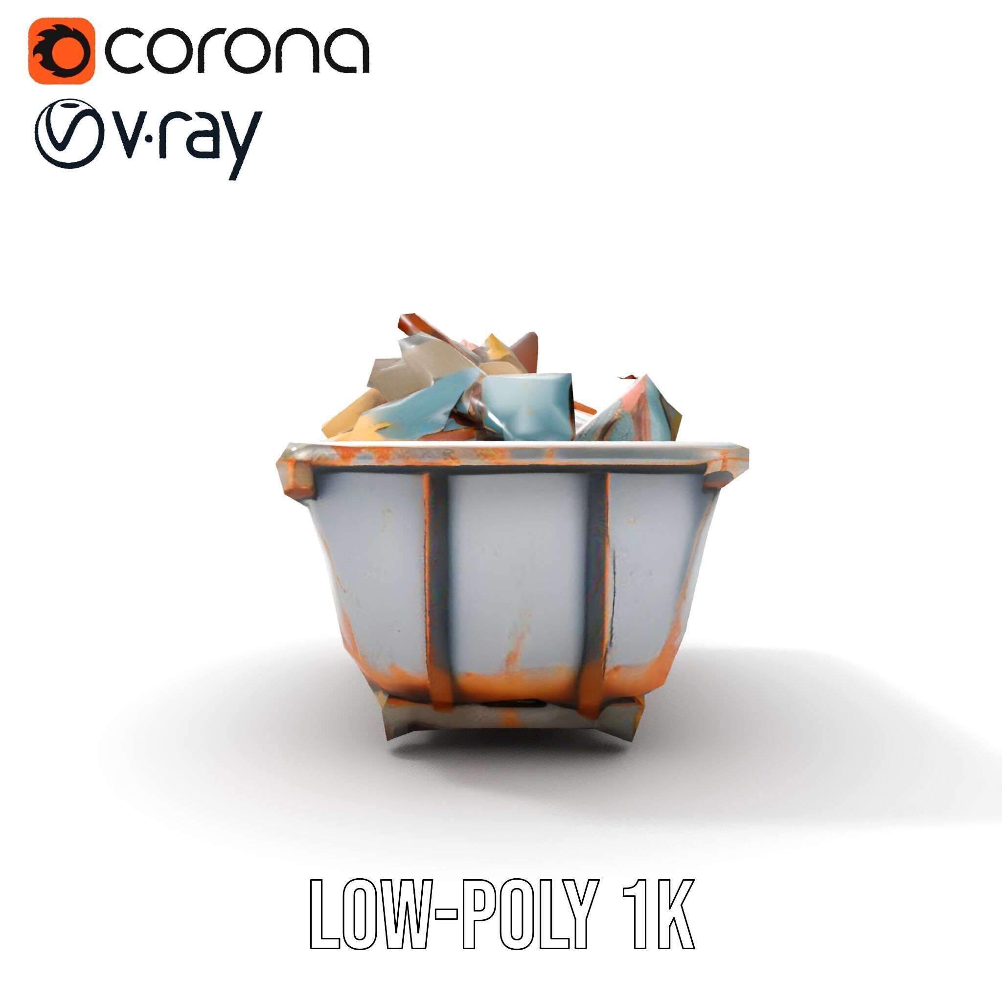 Rustic Dumpster and Debris Model Pack Low-poly 3D model_16