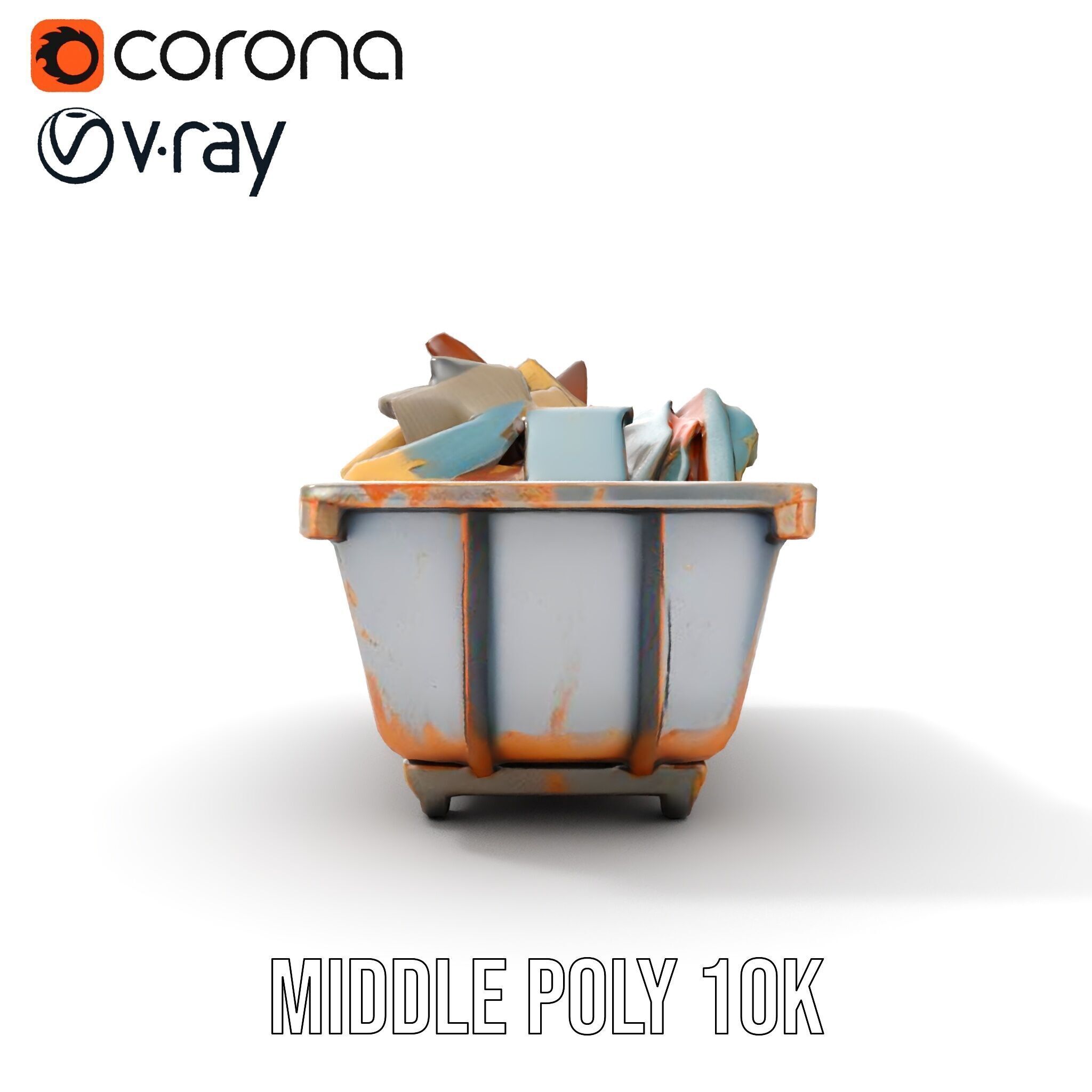 Rustic Dumpster and Debris Model Pack Low-poly 3D model_19