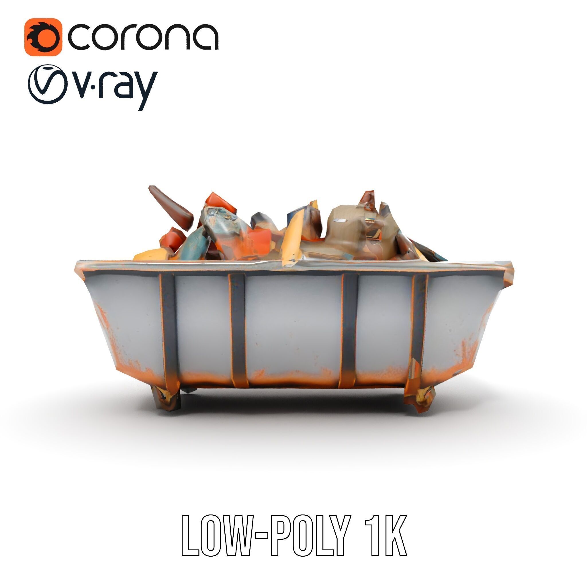 Rustic Dumpster and Debris Model Pack Low-poly 3D model_10