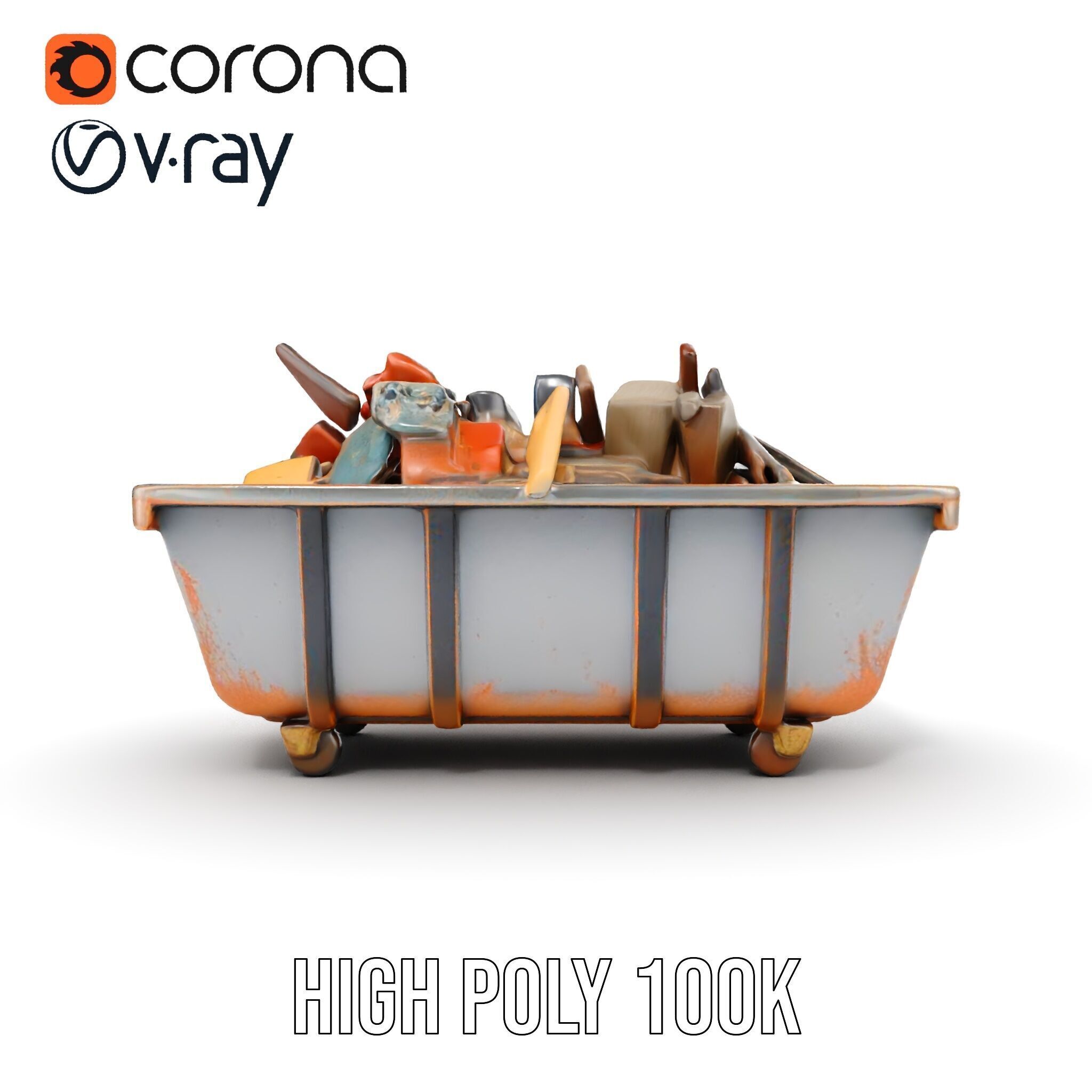 Rustic Dumpster and Debris Model Pack Low-poly 3D model_24