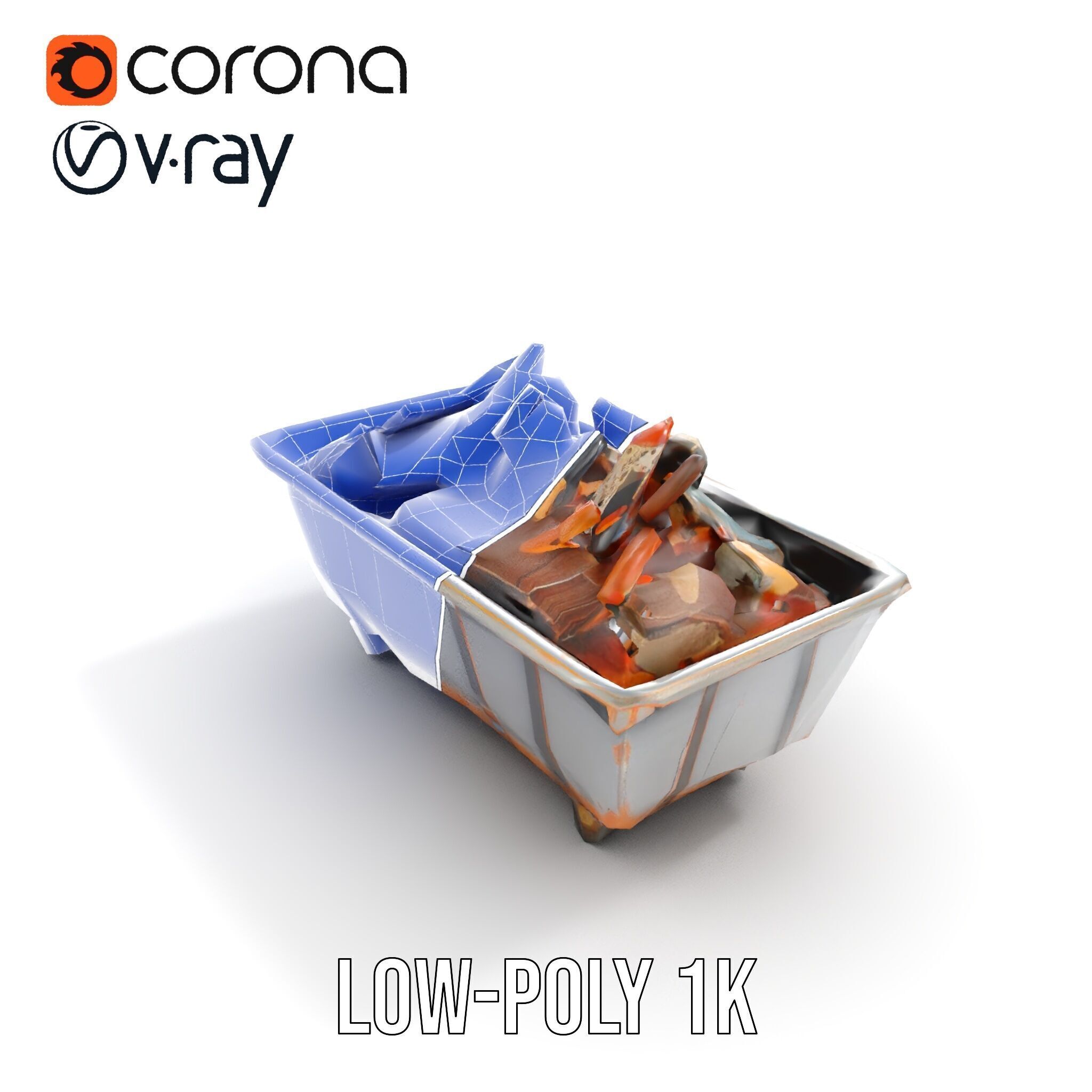 Rustic Dumpster and Debris Model Pack Low-poly 3D model_18