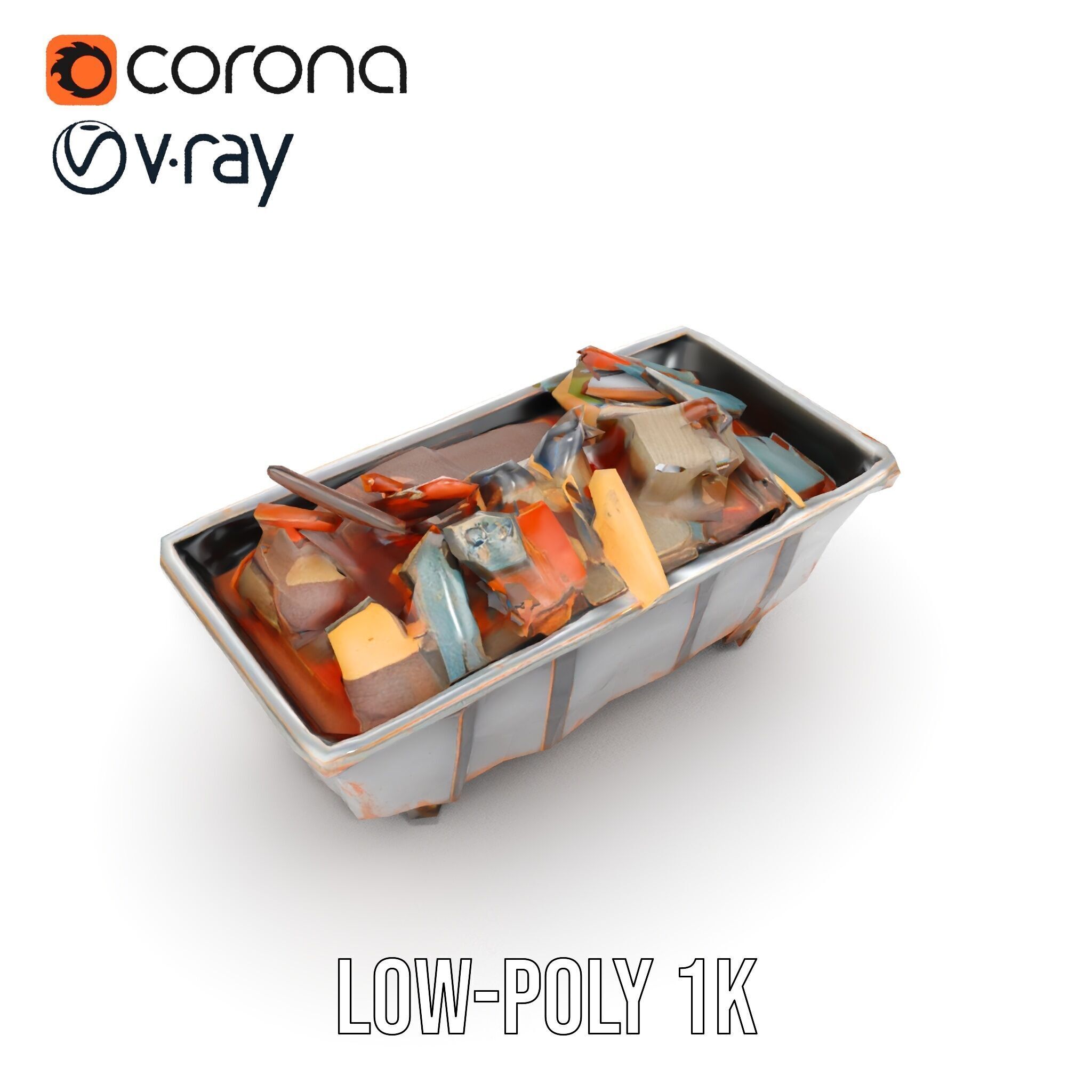 Rustic Dumpster and Debris Model Pack Low-poly 3D model_23