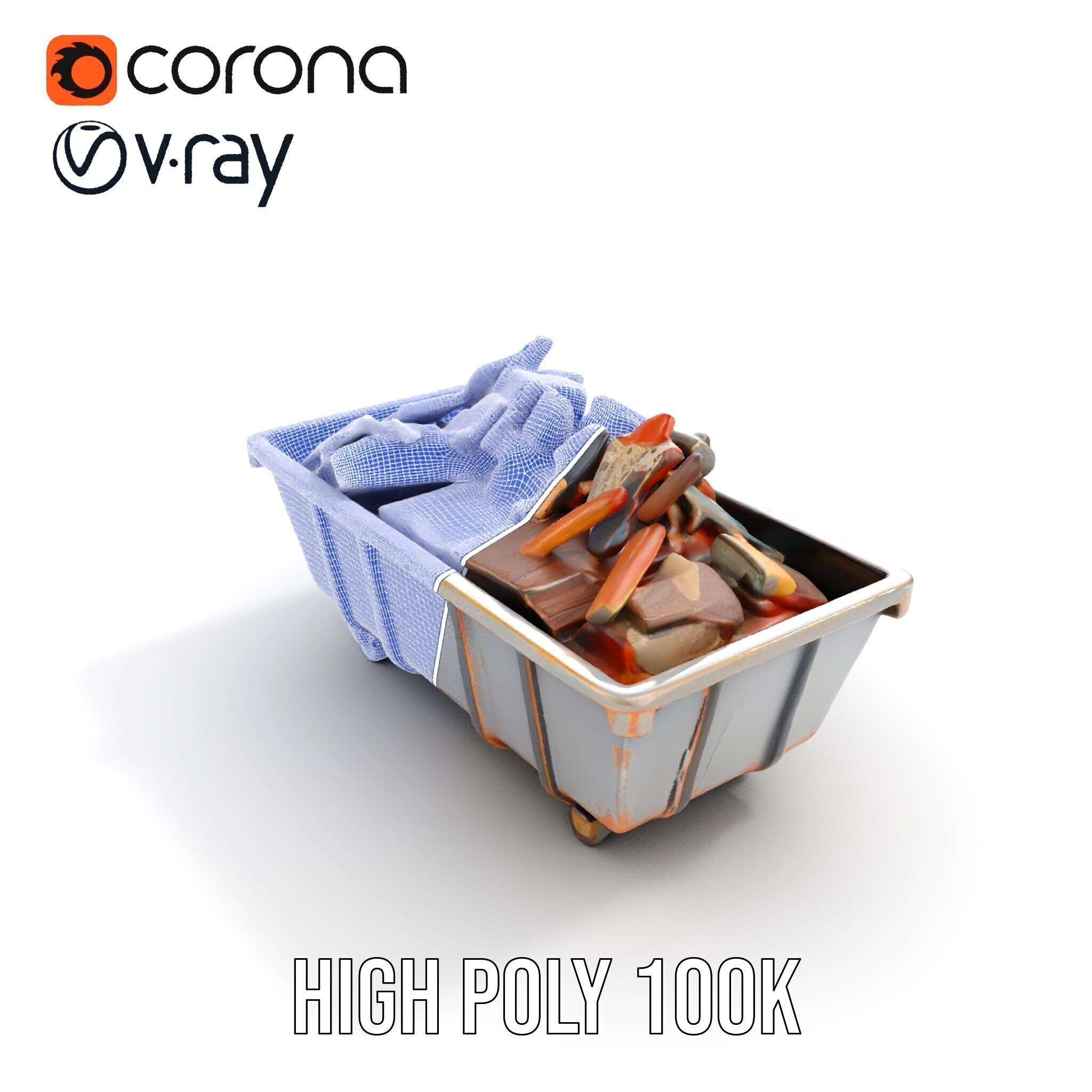 Rustic Dumpster and Debris Model Pack Low-poly 3D model_27