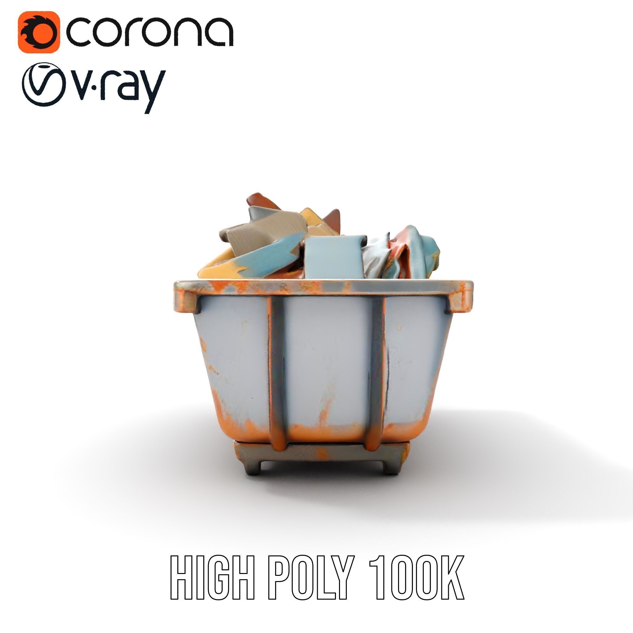 Rustic Dumpster and Debris Model Pack Low-poly 3D model_30