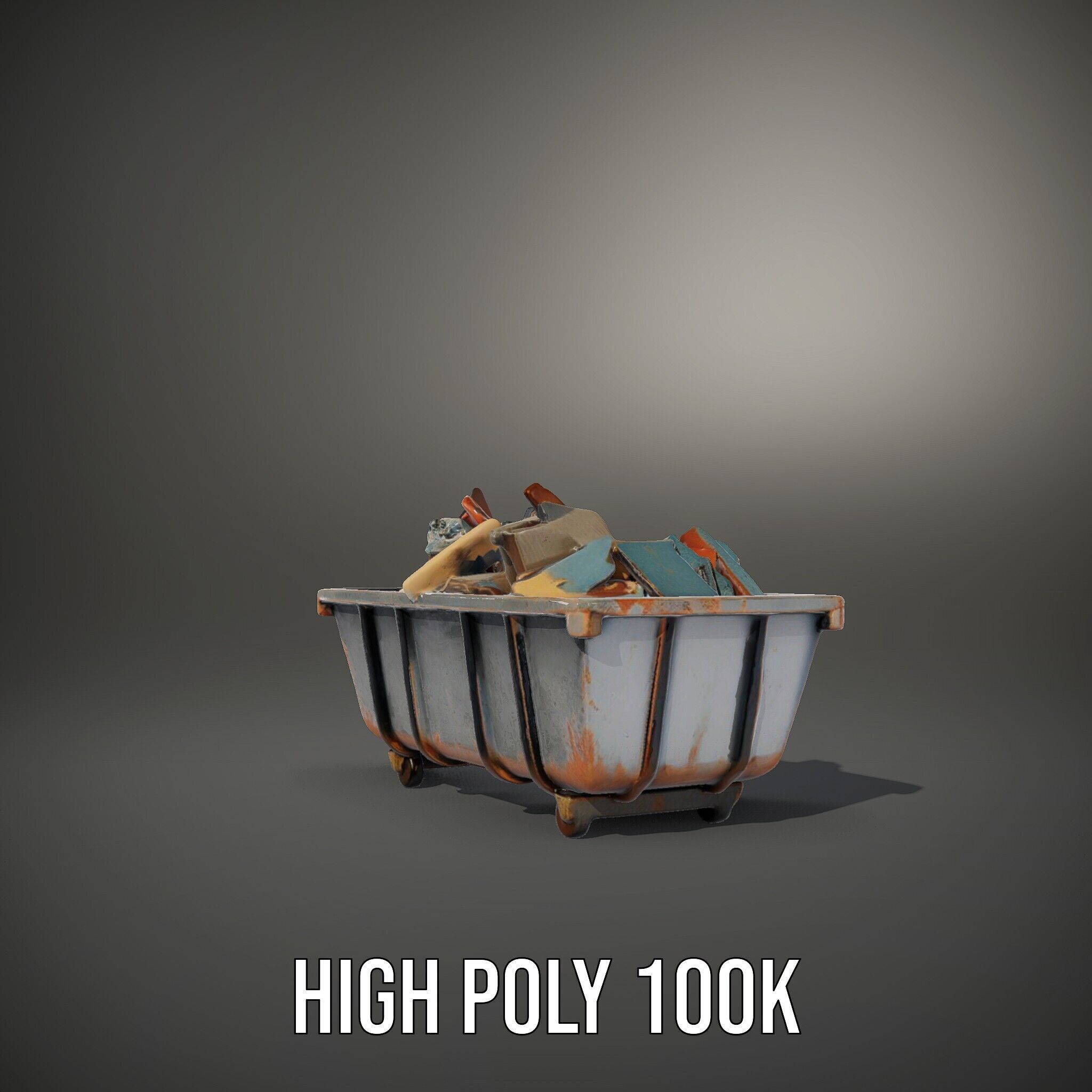 Rustic Dumpster and Debris Model Pack Low-poly 3D model_14