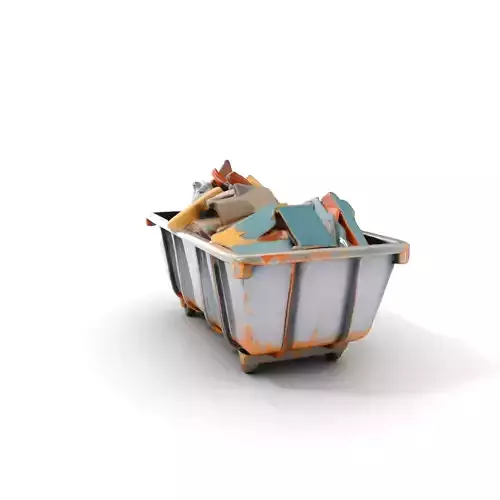 Rustic Dumpster and Debris Model Pack Low-poly 3D model