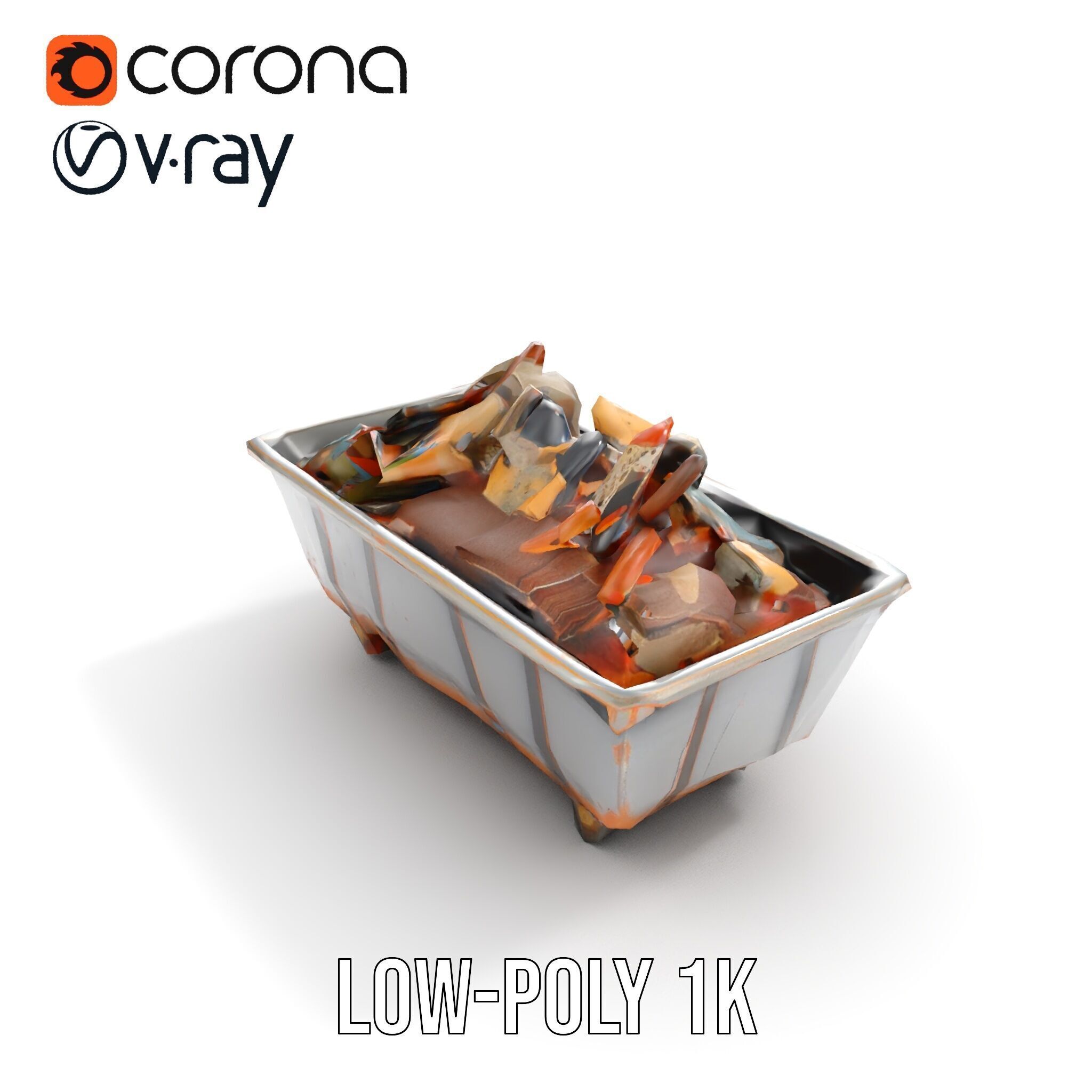 Rustic Dumpster and Debris Model Pack Low-poly 3D model_13