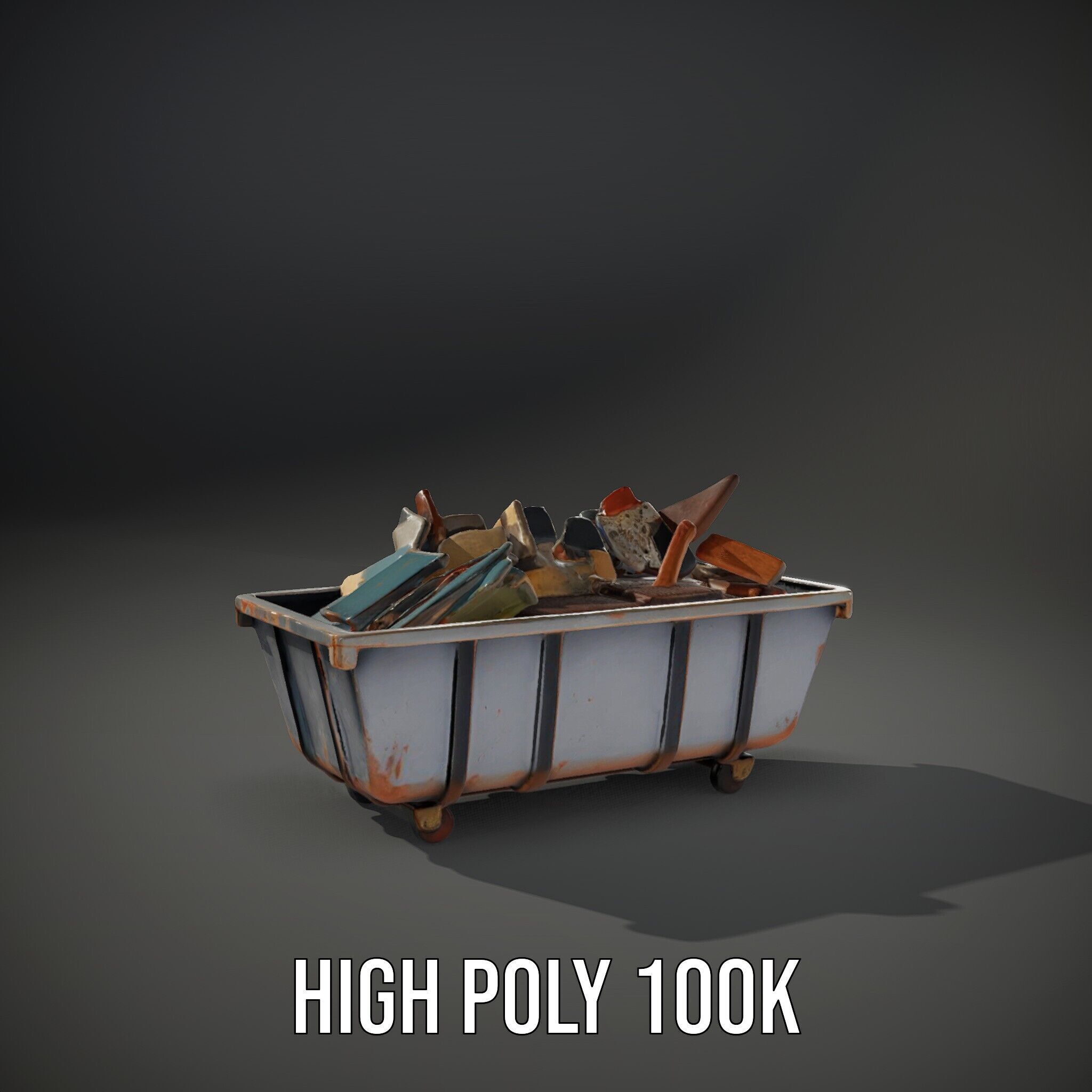 Rustic Dumpster and Debris Model Pack Low-poly 3D model_11