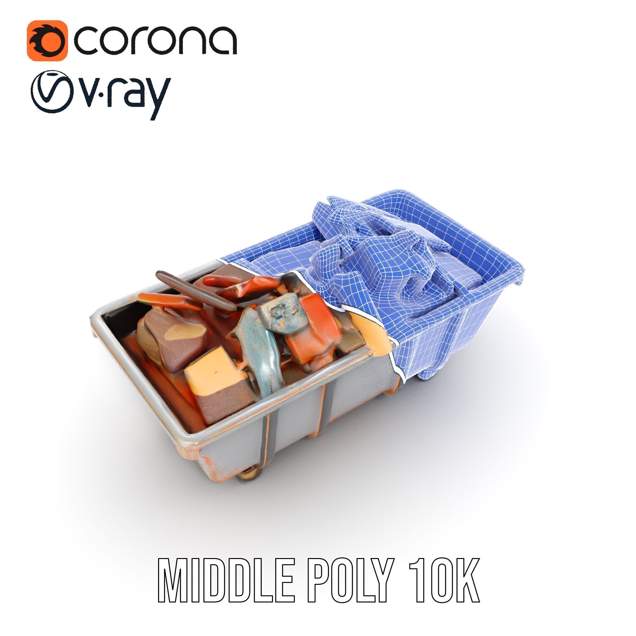 Rustic Dumpster and Debris Model Pack Low-poly 3D model_28