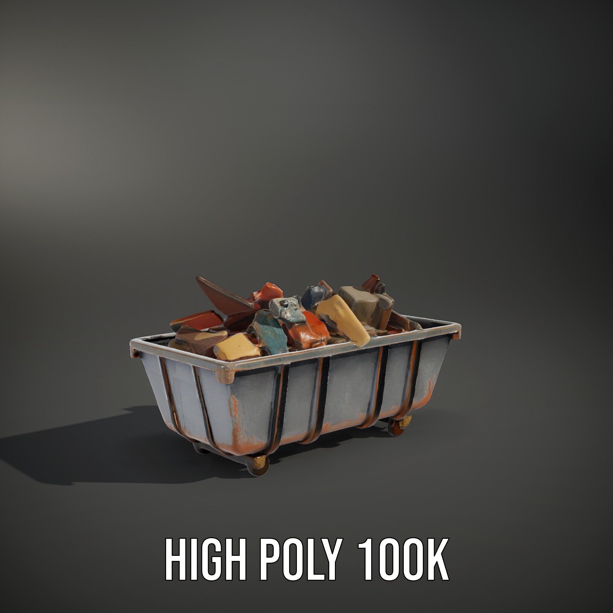 Rustic Dumpster and Debris Model Pack Low-poly 3D model_8
