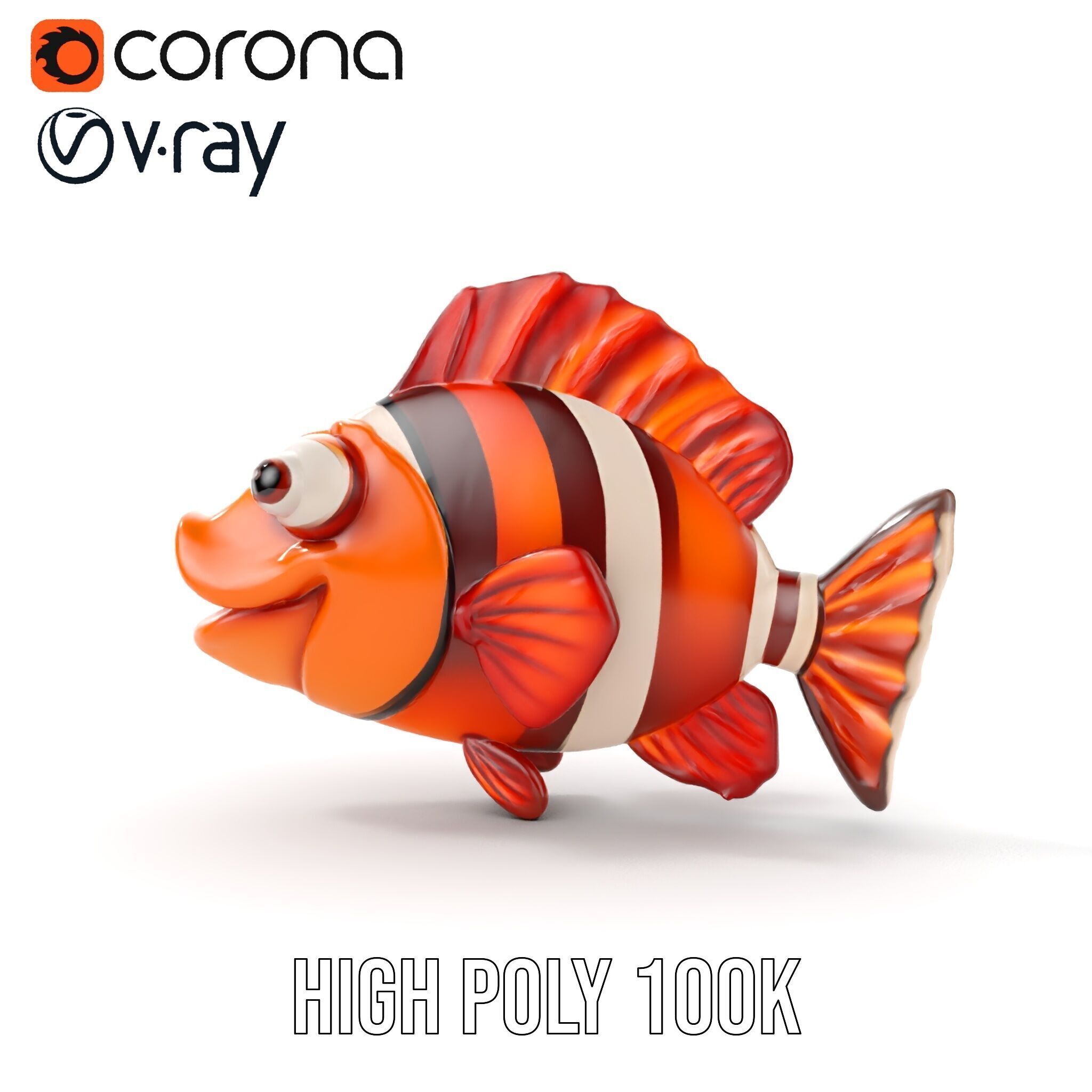 Cute Clownfish Cartoon Model Pack Low-poly 3D model_15