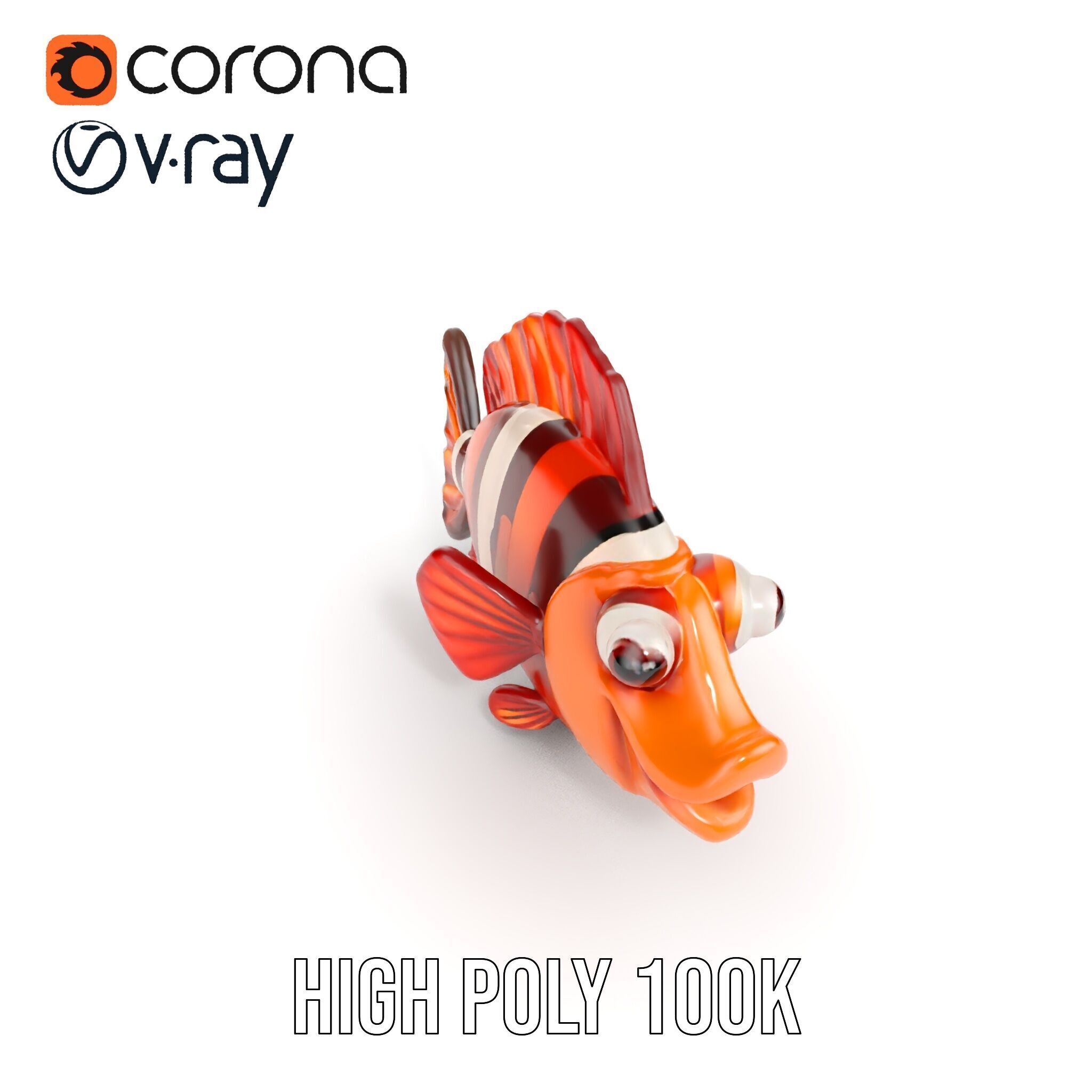 Cute Clownfish Cartoon Model Pack Low-poly 3D model_10