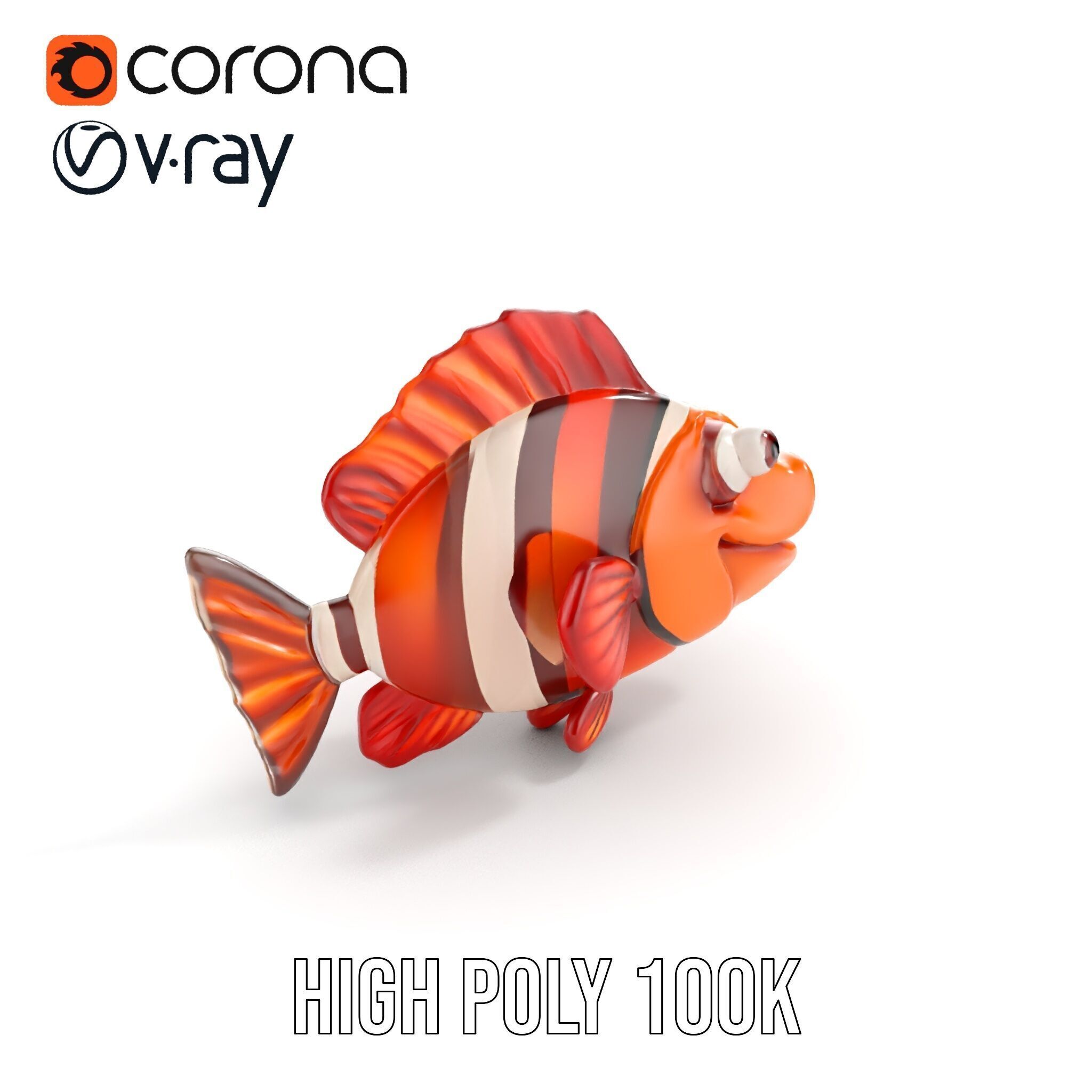 Cute Clownfish Cartoon Model Pack Low-poly 3D model_30