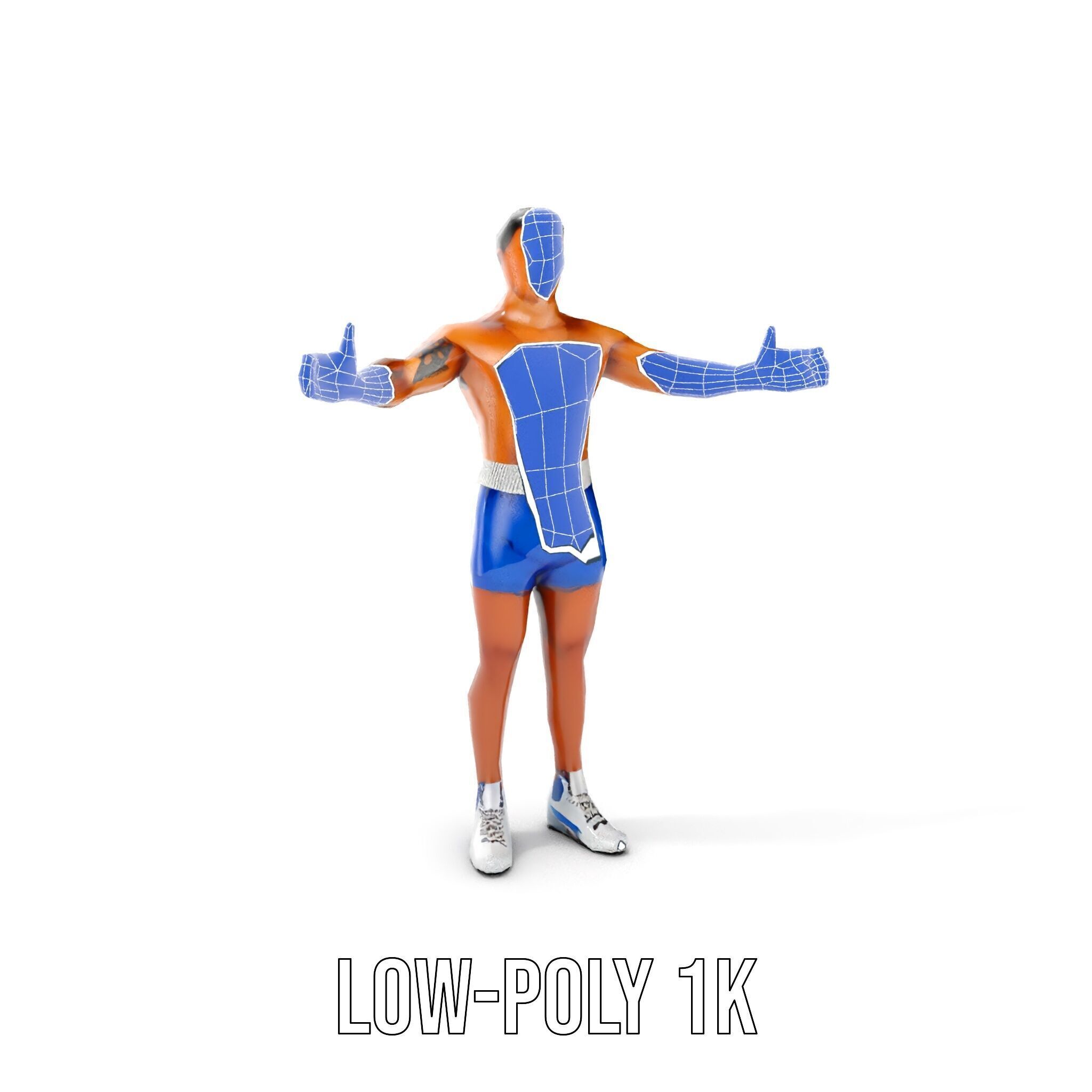 Boxer D Character Model Rigged and Animated Low-poly 3D model_27