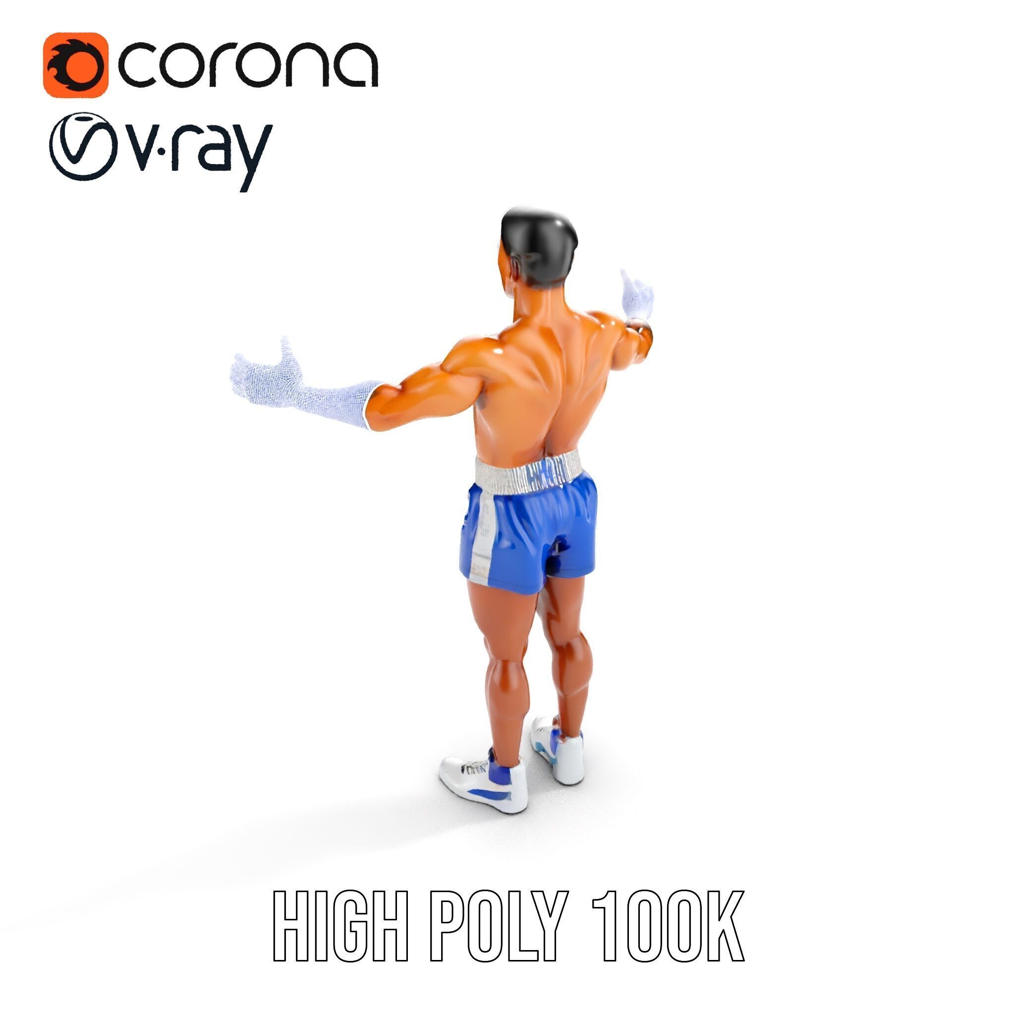 Boxer D Character Model Rigged and Animated Low-poly 3D model_37