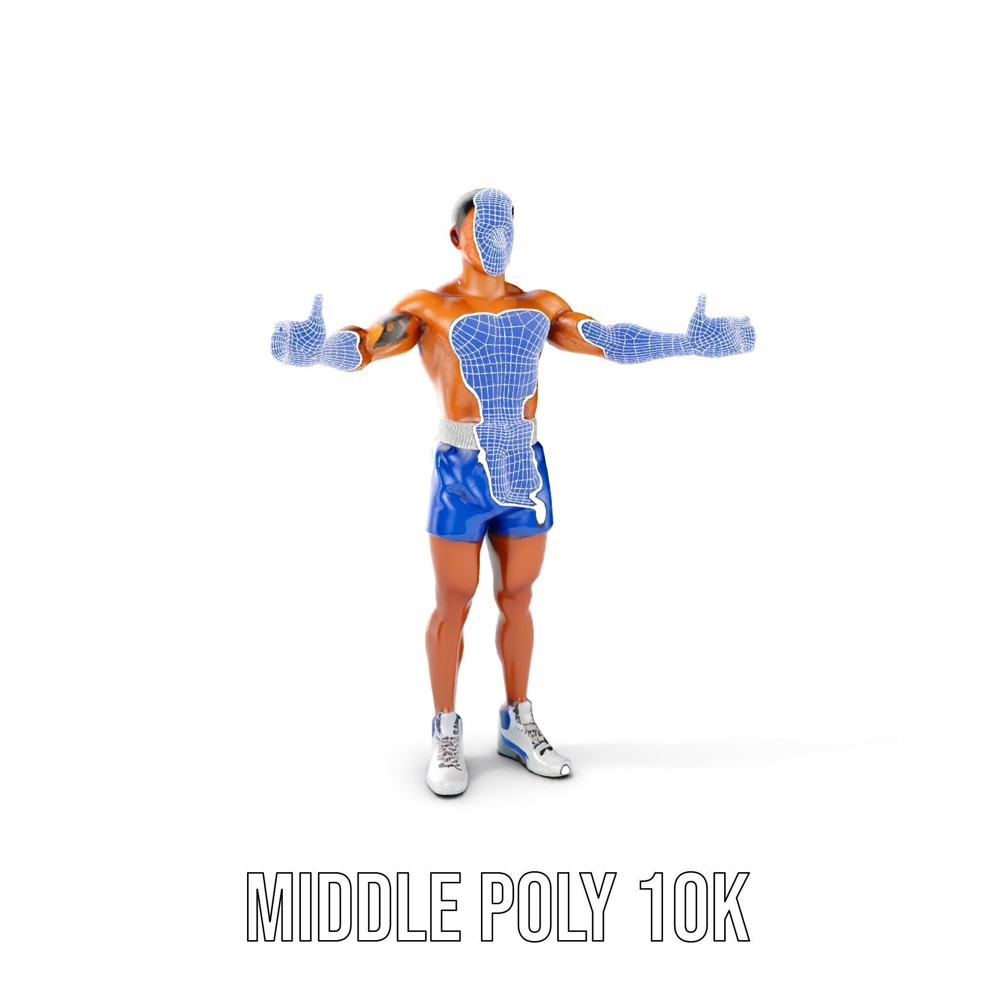 Boxer D Character Model Rigged and Animated Low-poly 3D model_30