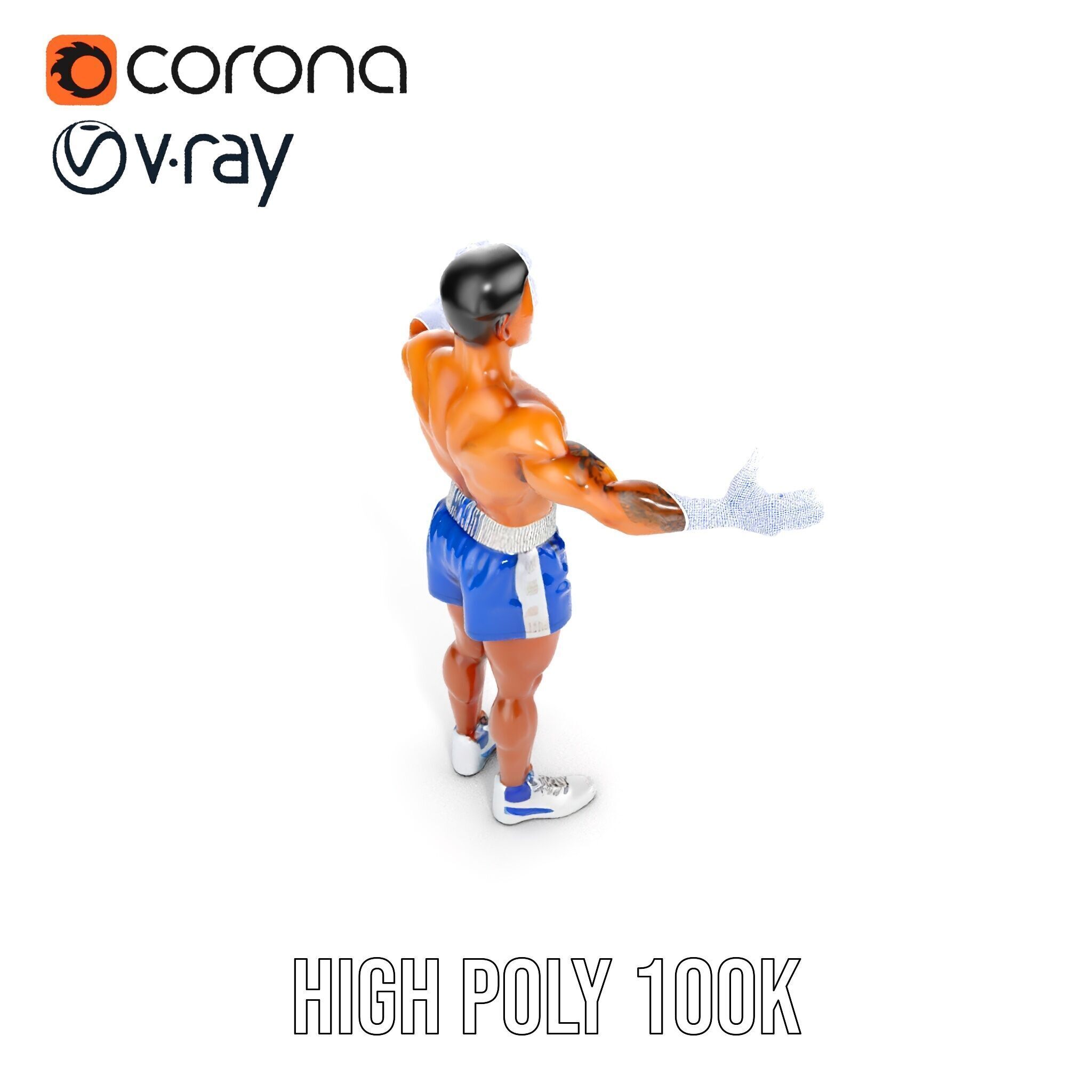 Boxer D Character Model Rigged and Animated Low-poly 3D model_39