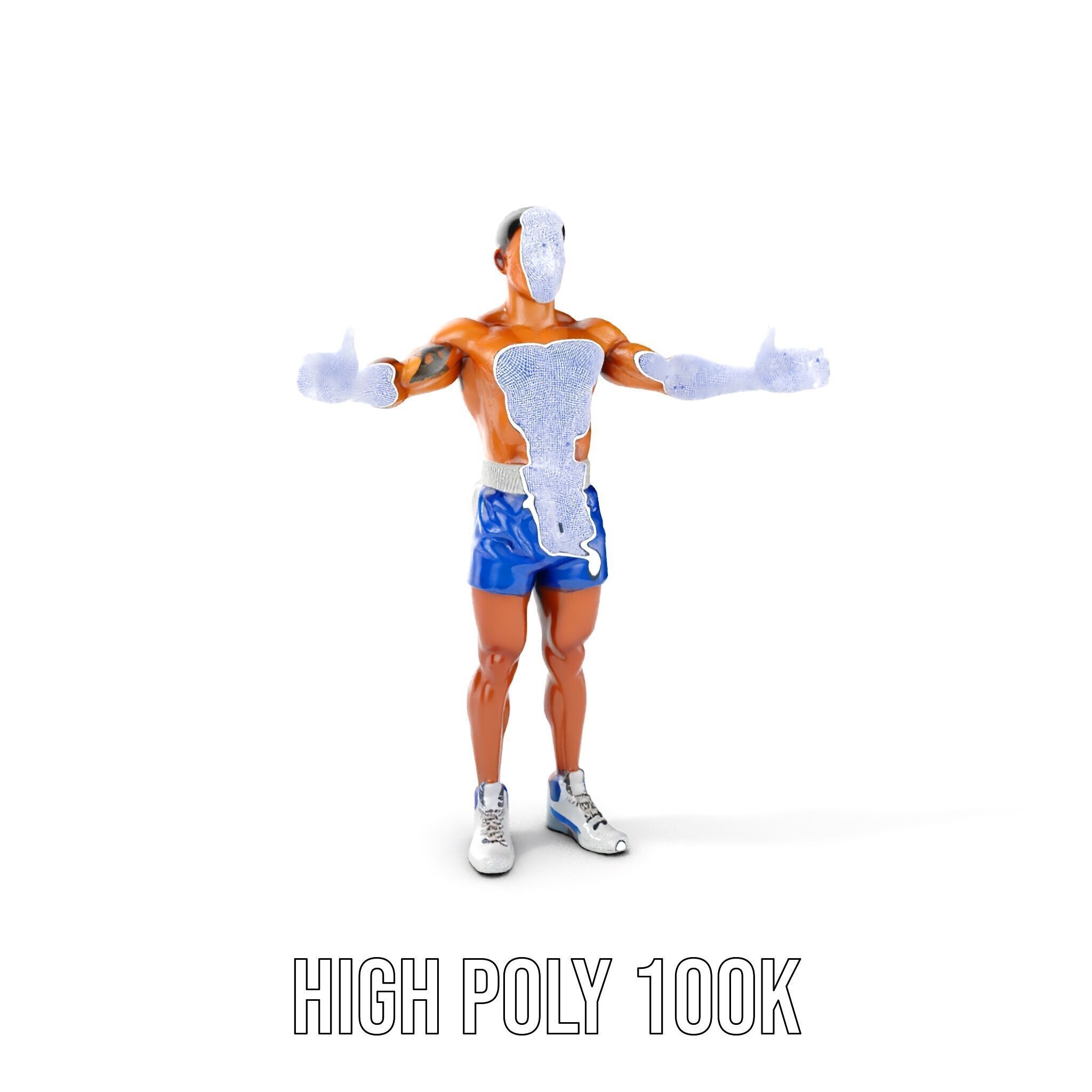 Boxer D Character Model Rigged and Animated Low-poly 3D model_4