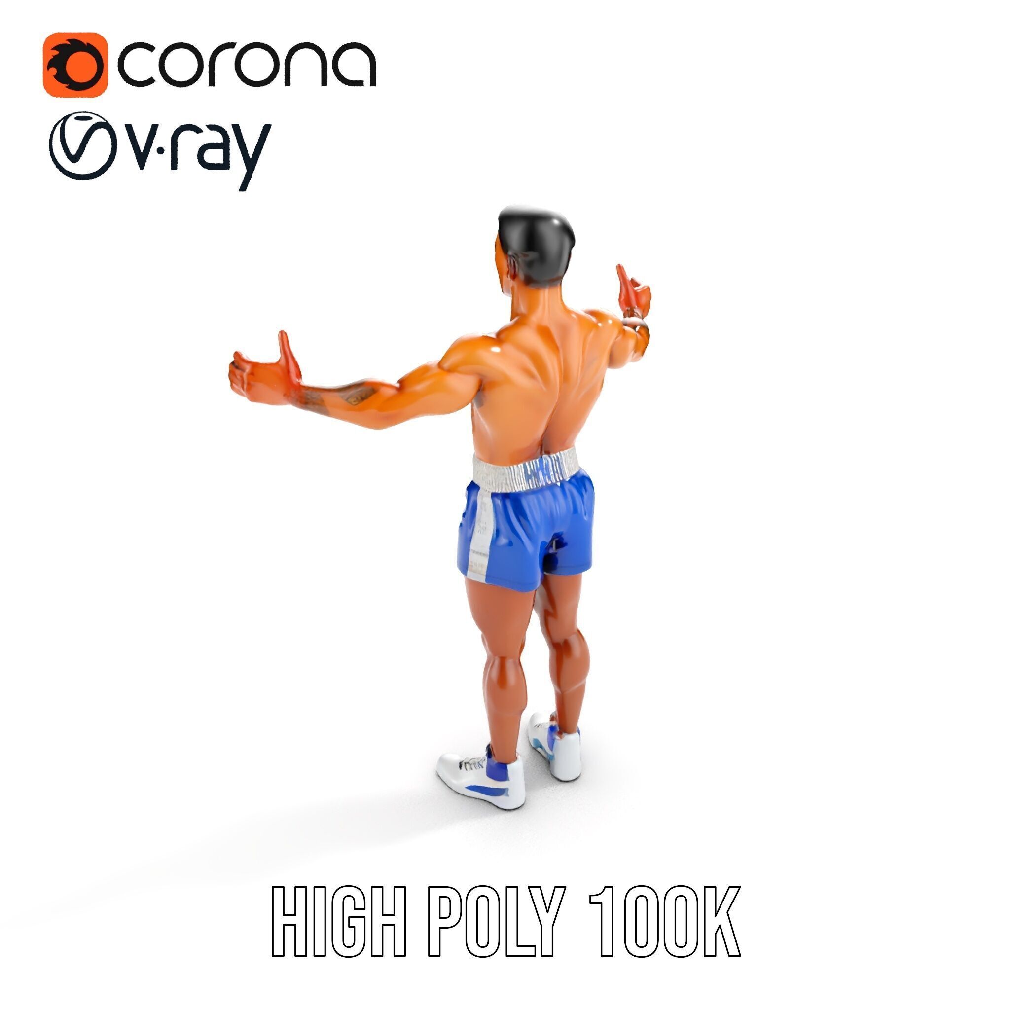 Boxer D Character Model Rigged and Animated Low-poly 3D model_25