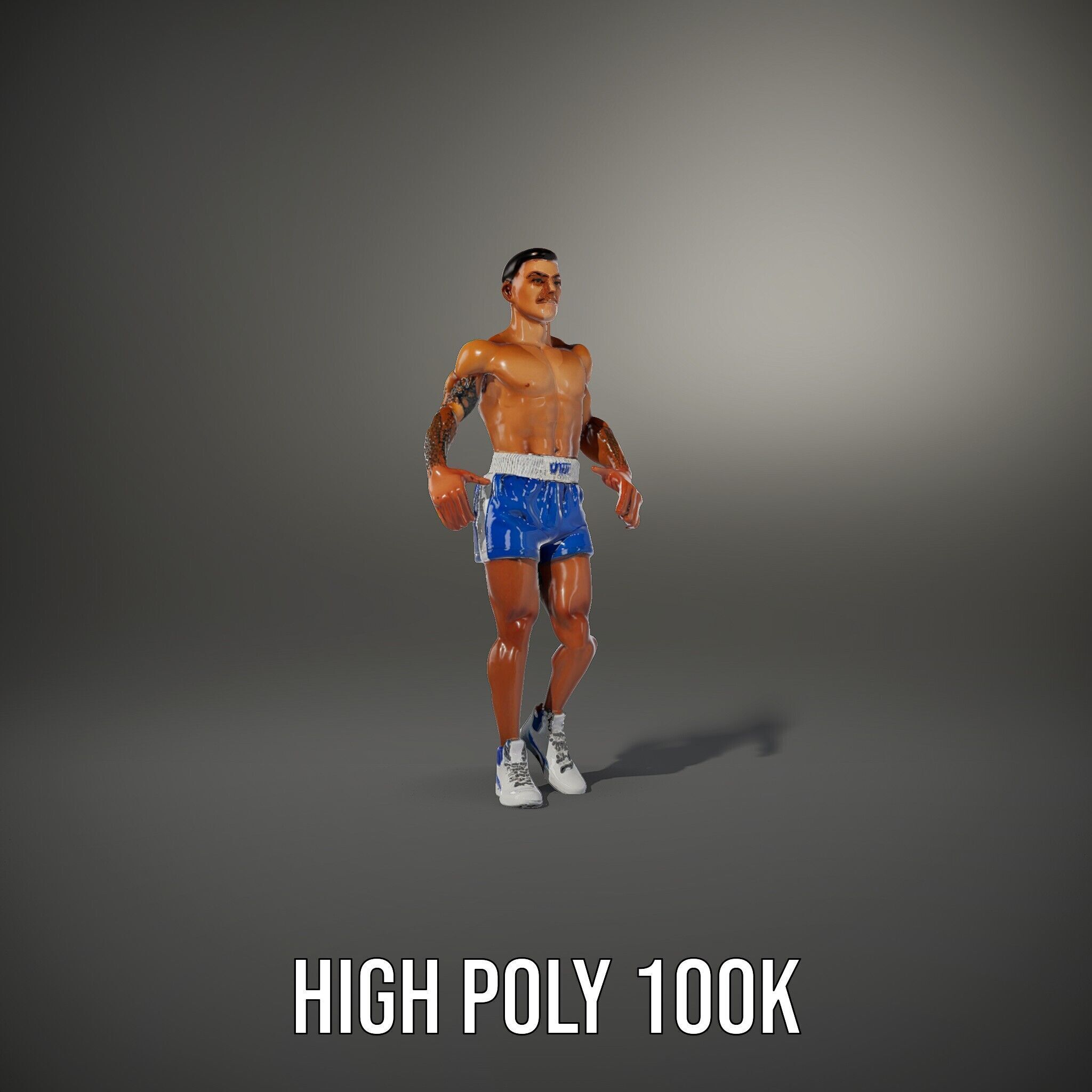 Boxer D Character Model Rigged and Animated Low-poly 3D model_14