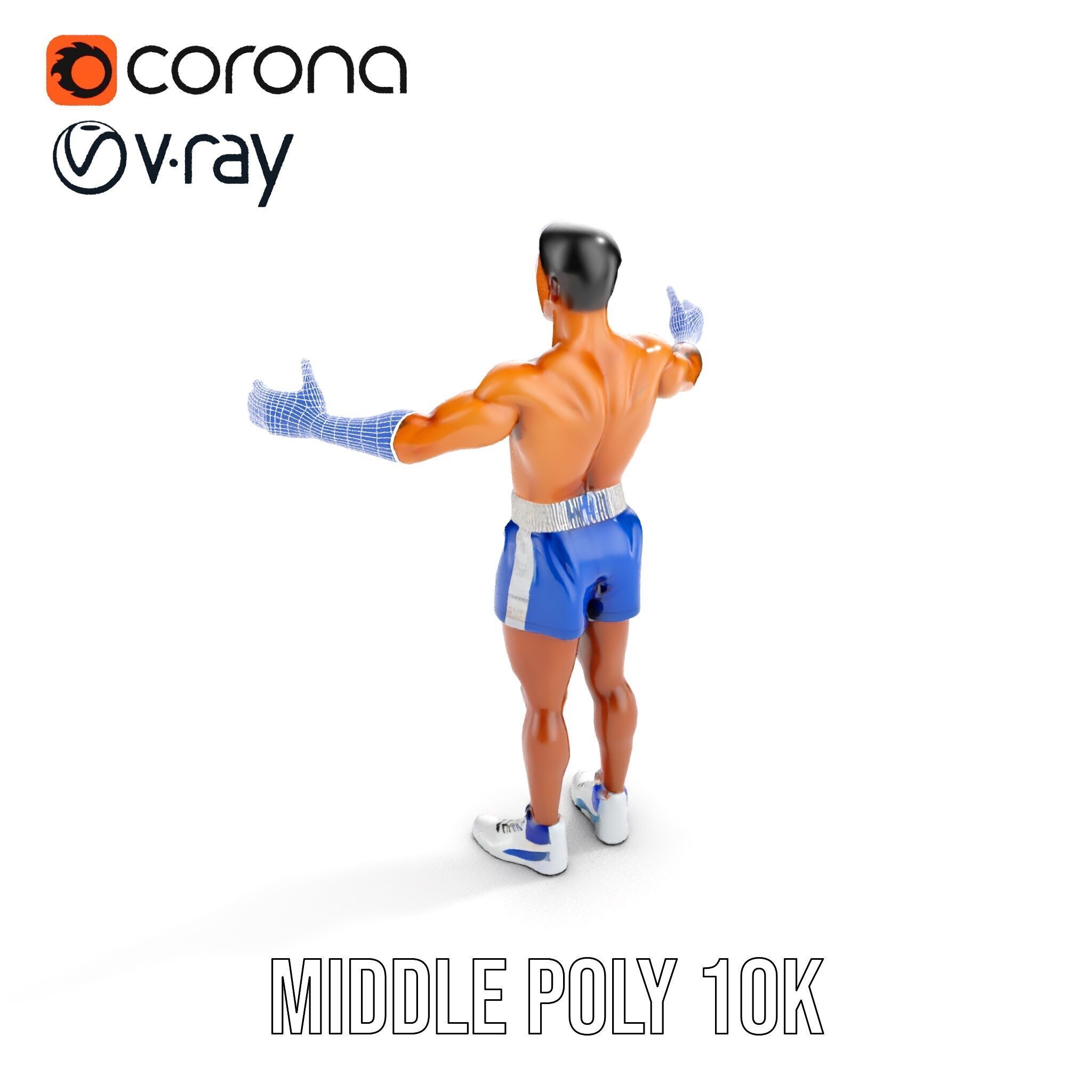 Boxer D Character Model Rigged and Animated Low-poly 3D model_20