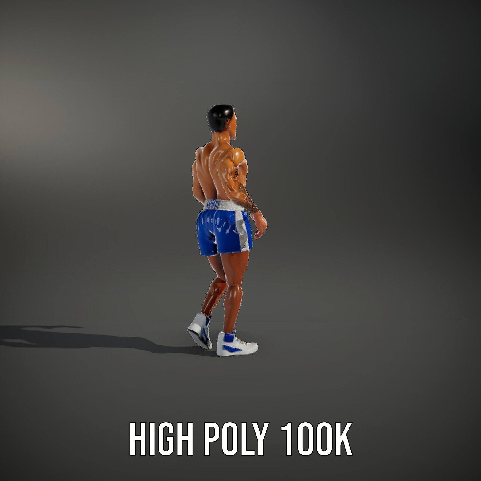 Boxer D Character Model Rigged and Animated Low-poly 3D model_11