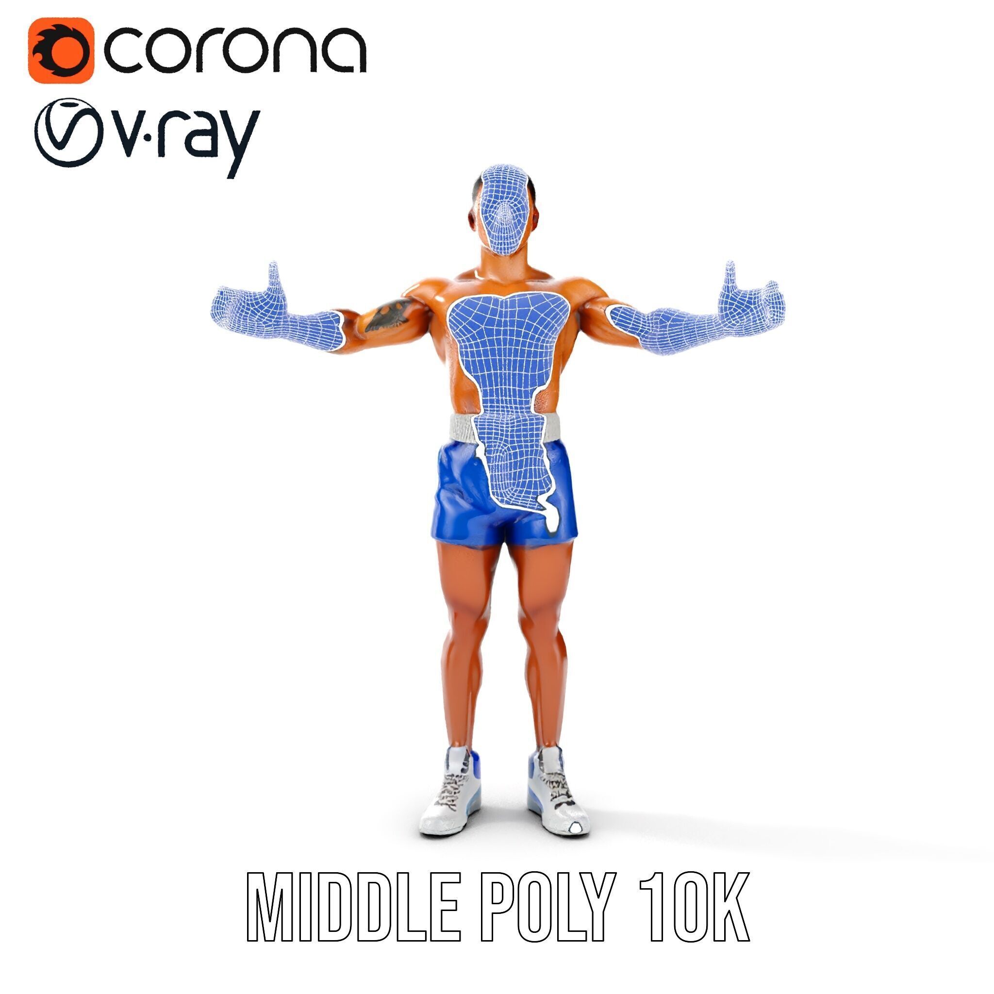 Boxer D Character Model Rigged and Animated Low-poly 3D model_17