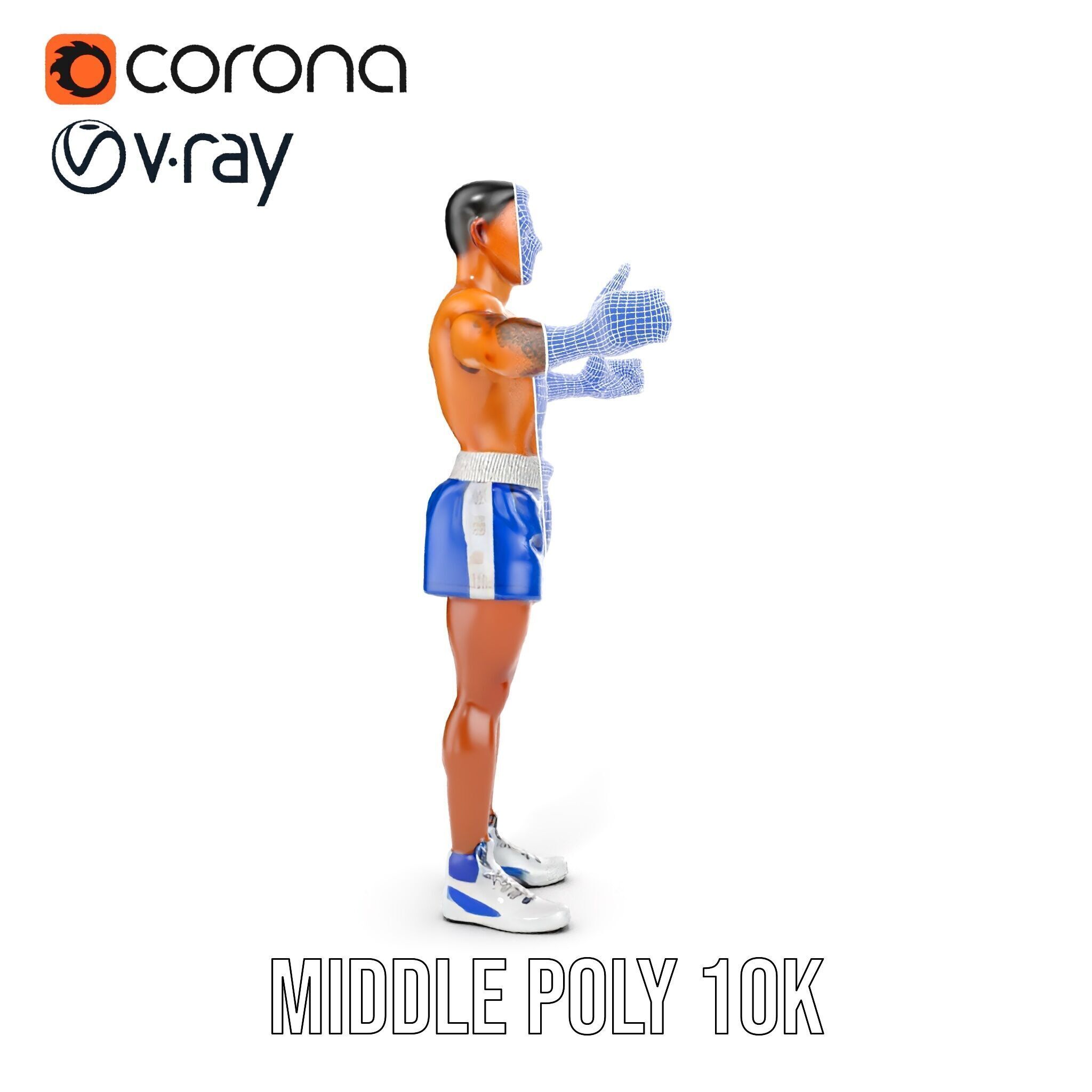 Boxer D Character Model Rigged and Animated Low-poly 3D model_33