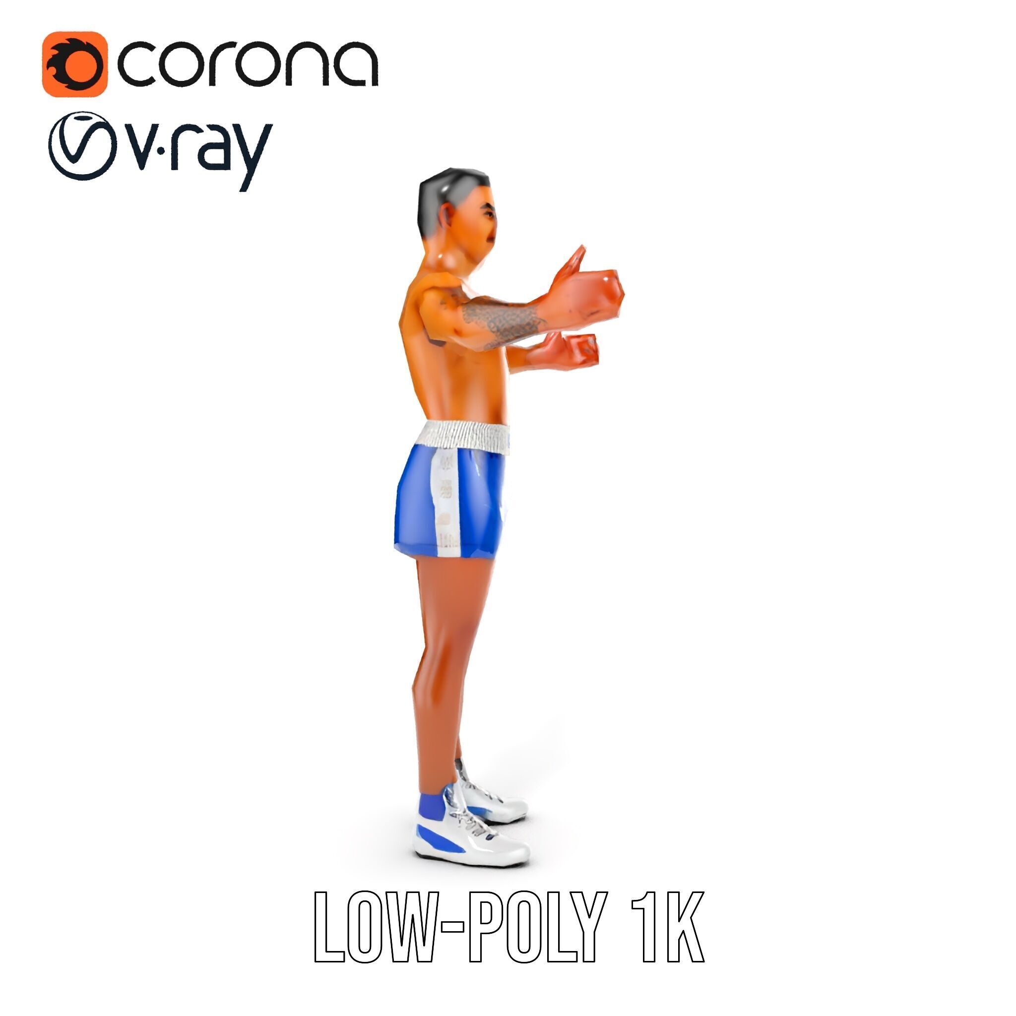 Boxer D Character Model Rigged and Animated Low-poly 3D model_21