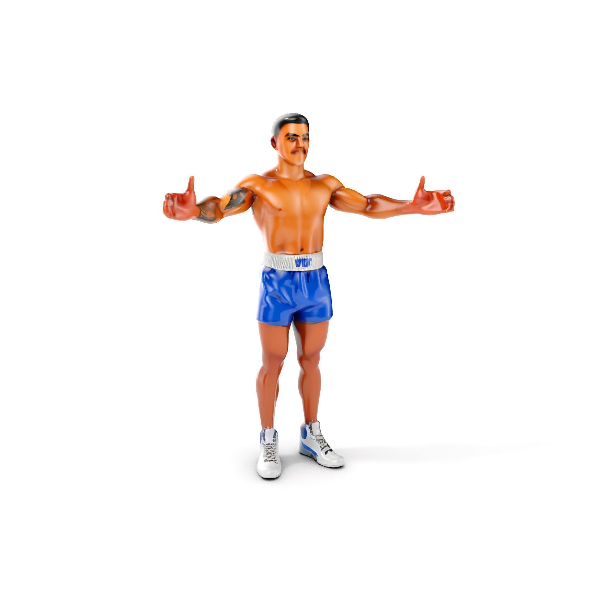 Boxer D Character Model Rigged and Animated Low-poly 3D model_12