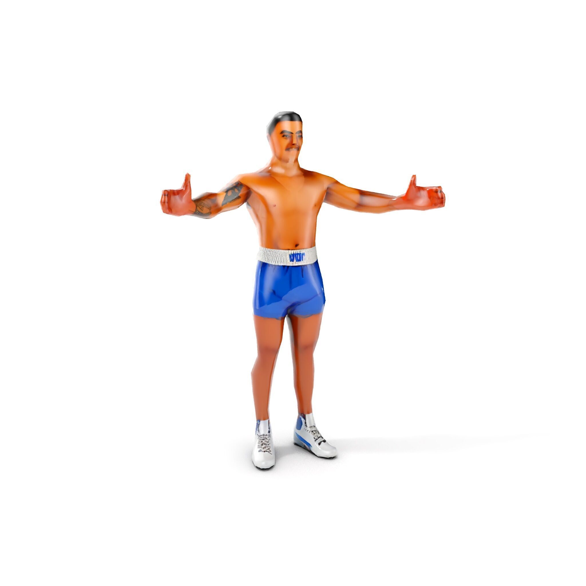 Boxer D Character Model Rigged and Animated Low-poly 3D model_16