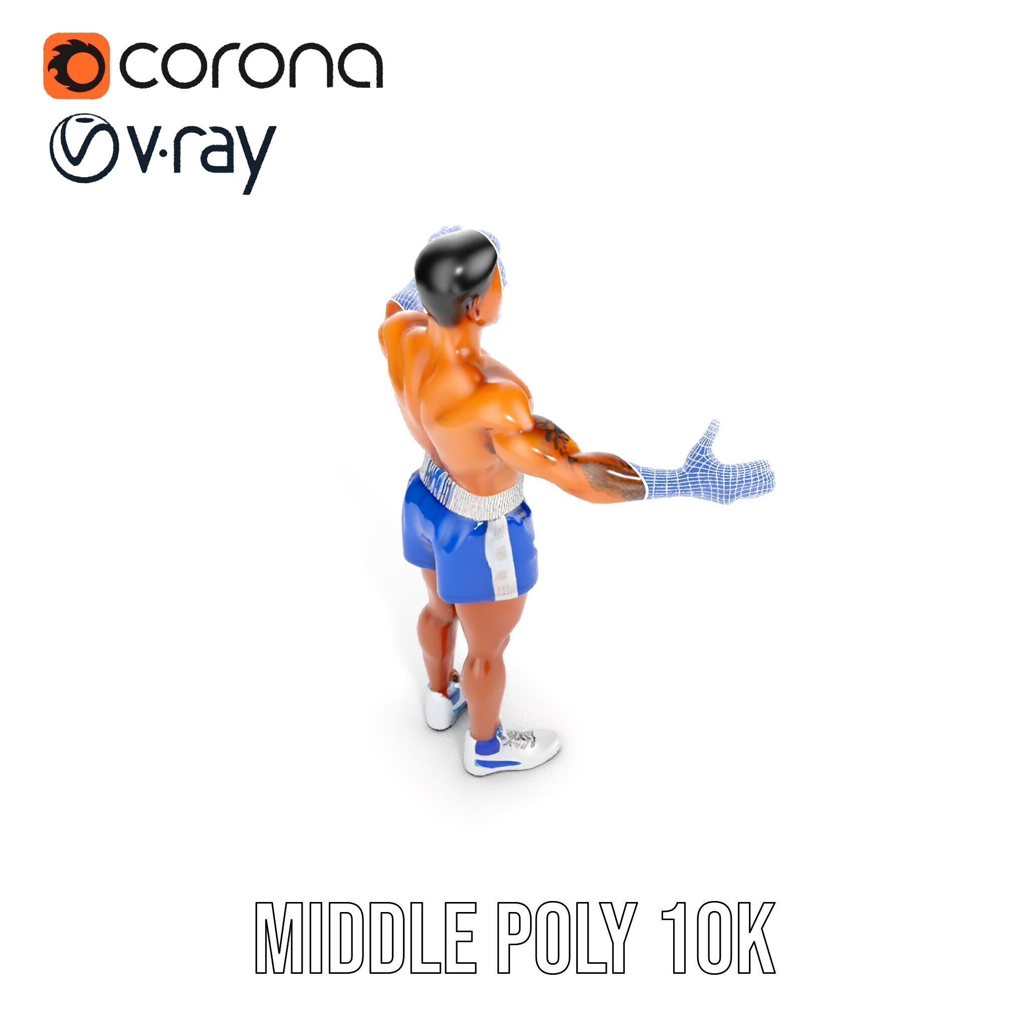 Boxer D Character Model Rigged and Animated Low-poly 3D model_28