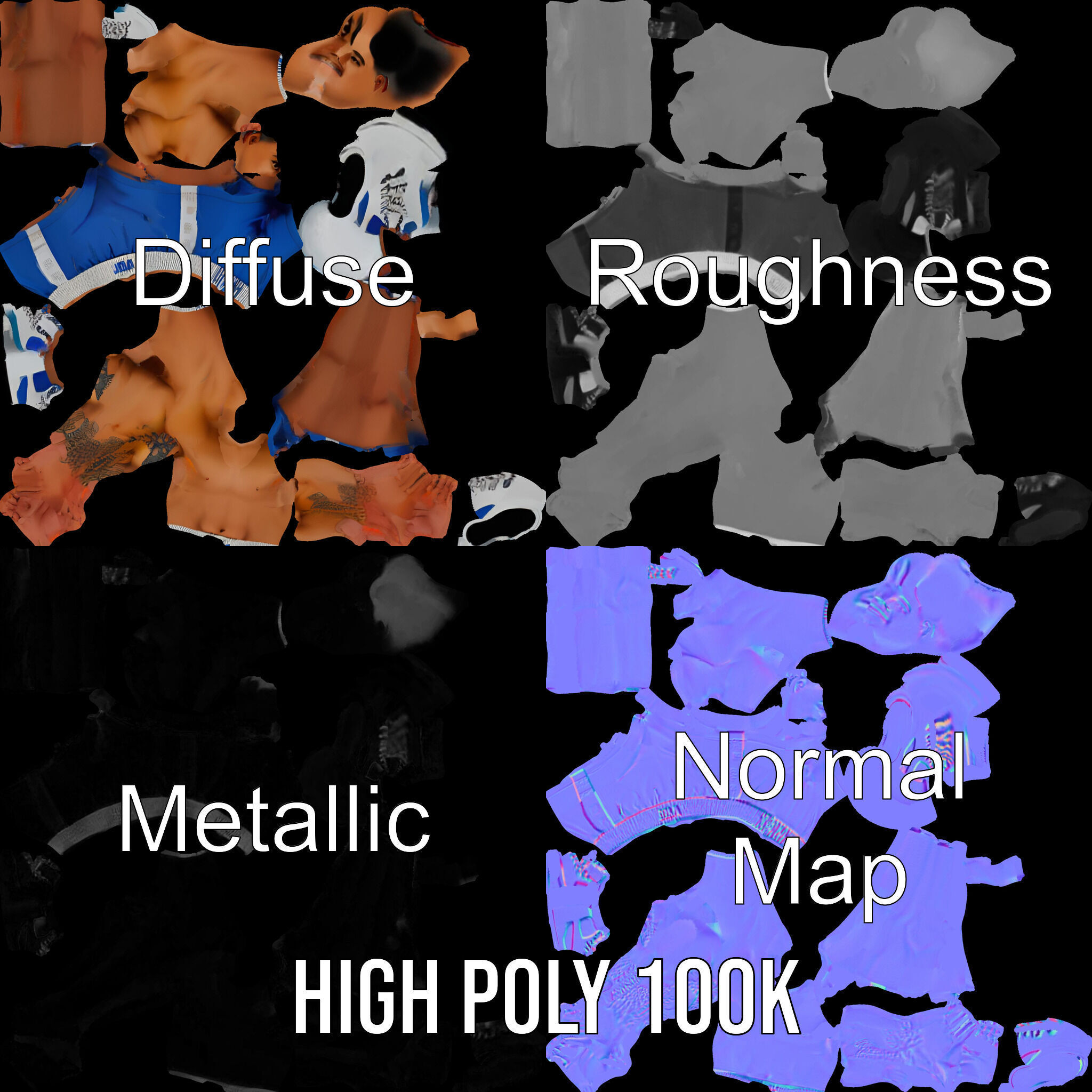 Boxer D Character Model Rigged and Animated Low-poly 3D model_3