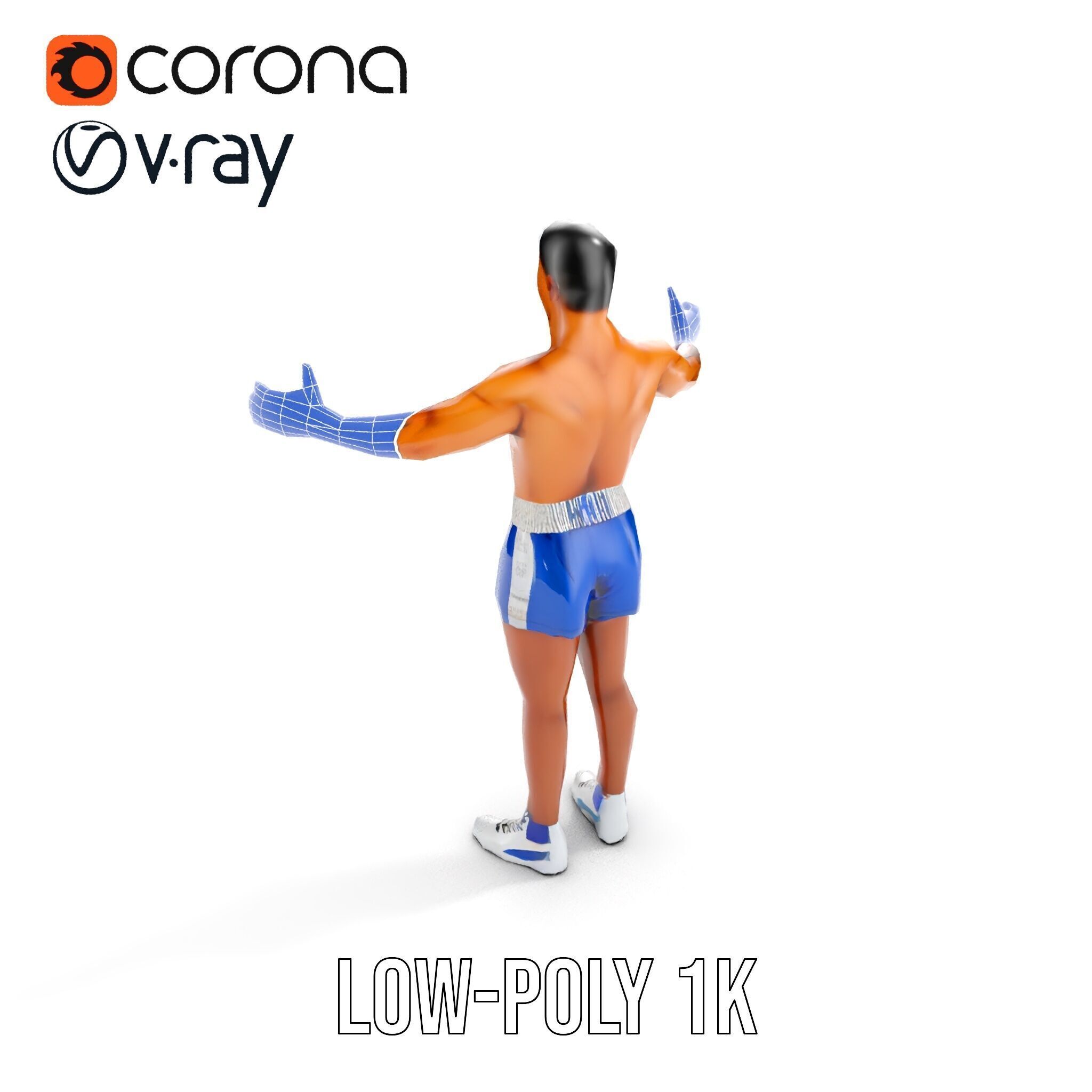 Boxer D Character Model Rigged and Animated Low-poly 3D model_18