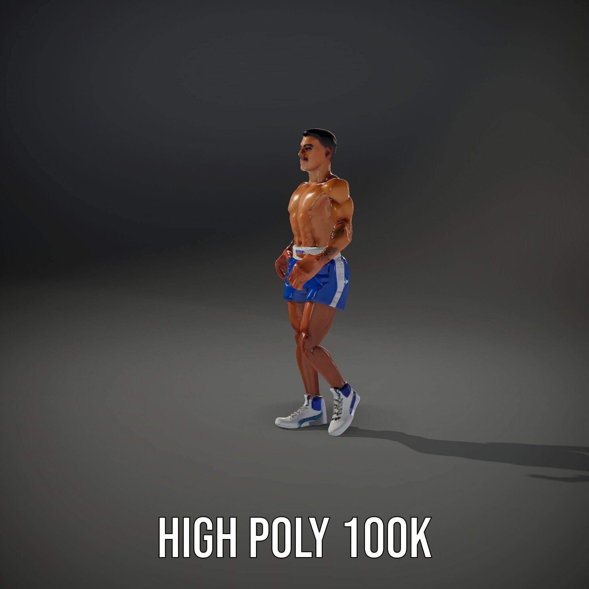 Boxer D Character Model Rigged and Animated Low-poly 3D model_8