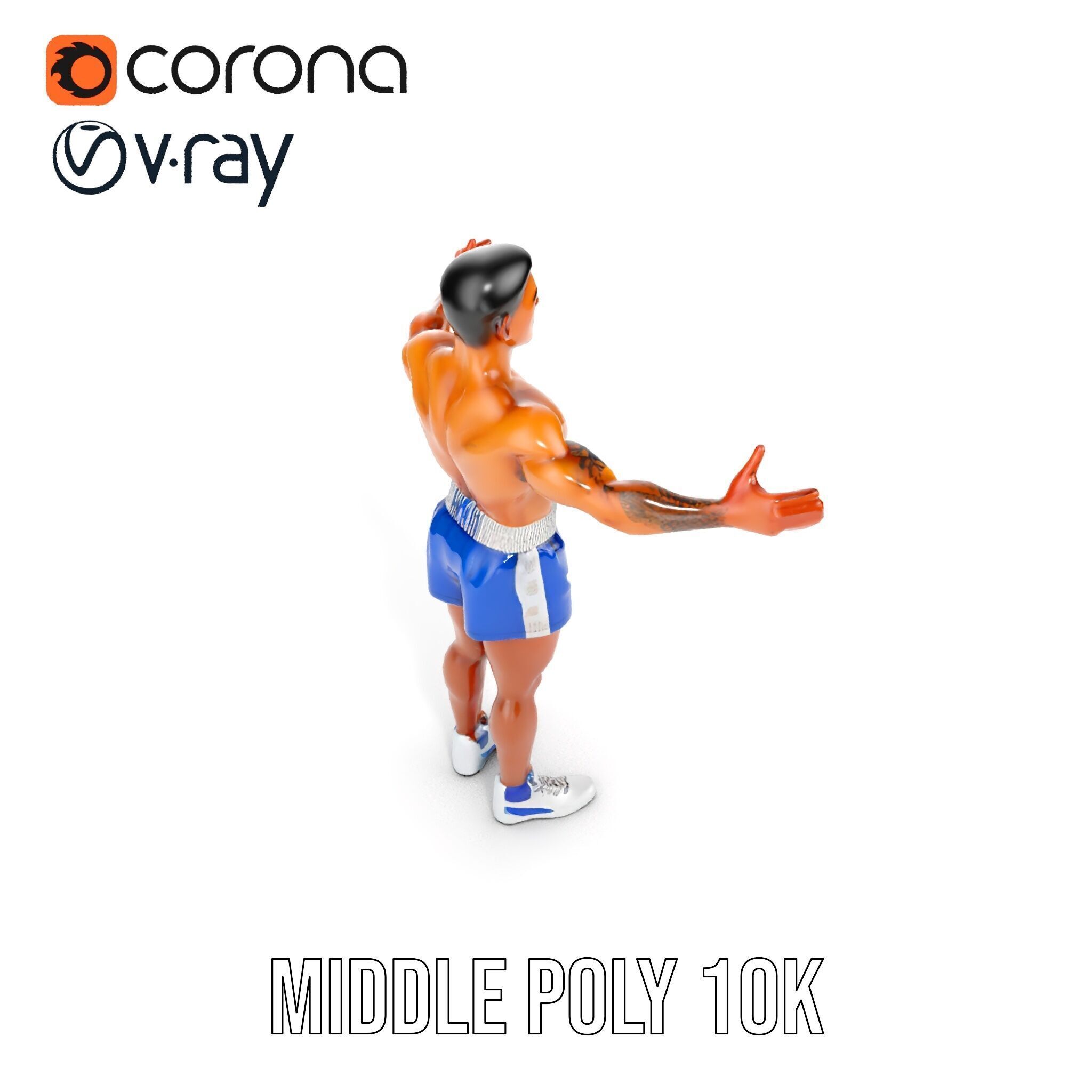 Boxer D Character Model Rigged and Animated Low-poly 3D model_23