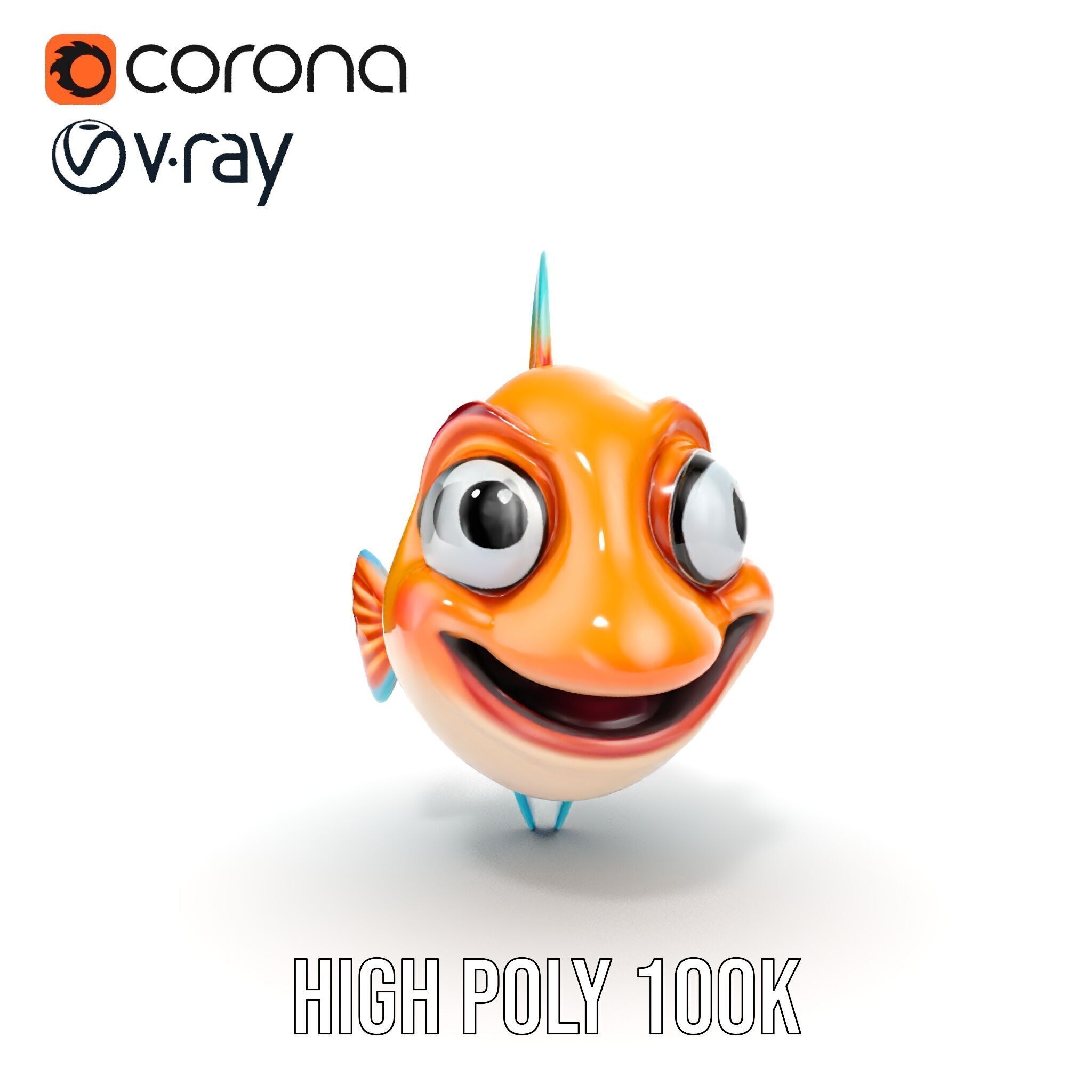 Cartoon Fish Model Pack with Vibrant Colors Low-poly 3D model_35