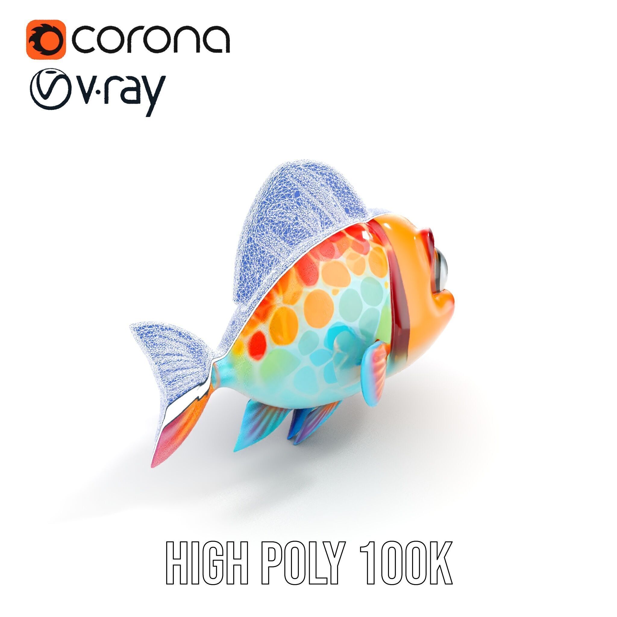 Cartoon Fish Model Pack with Vibrant Colors Low-poly 3D model_18