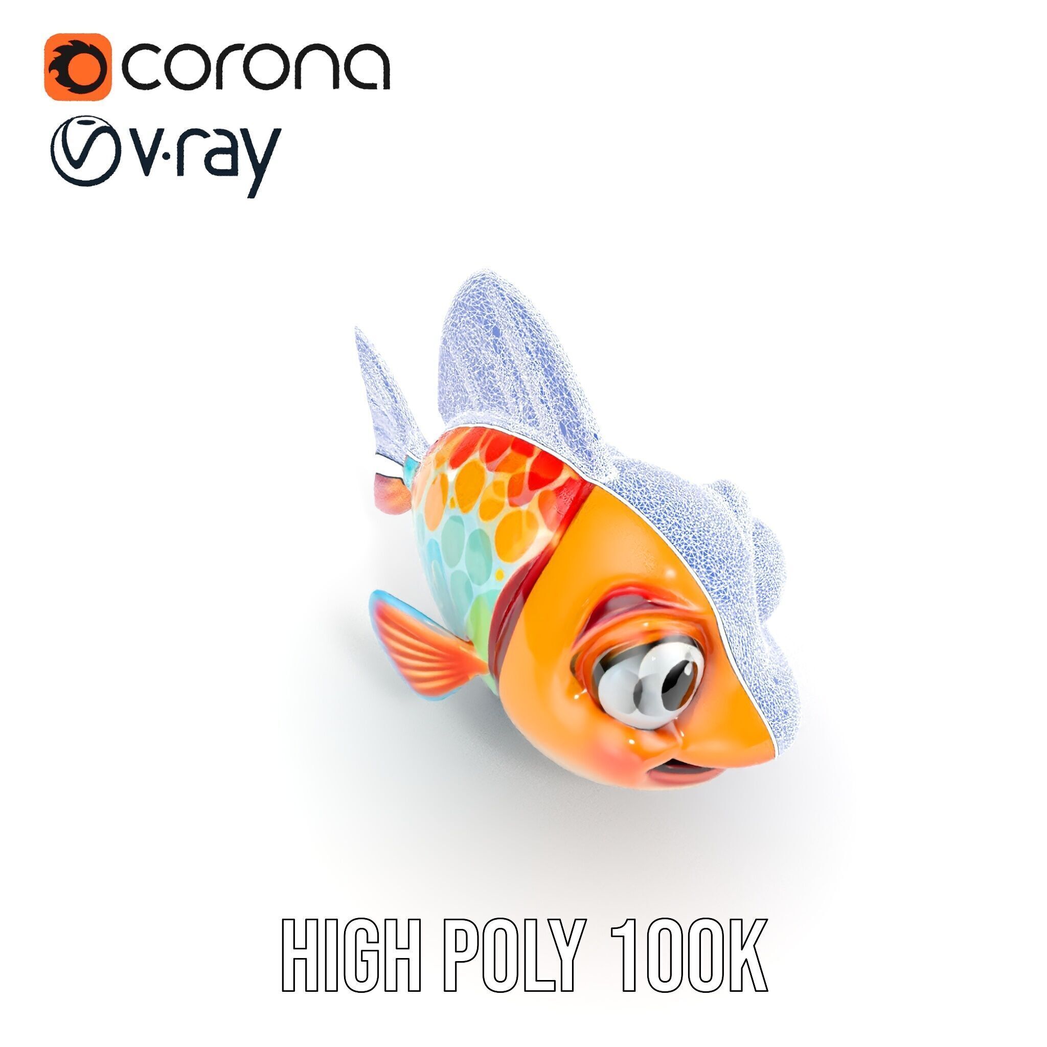 Cartoon Fish Model Pack with Vibrant Colors Low-poly 3D model_38