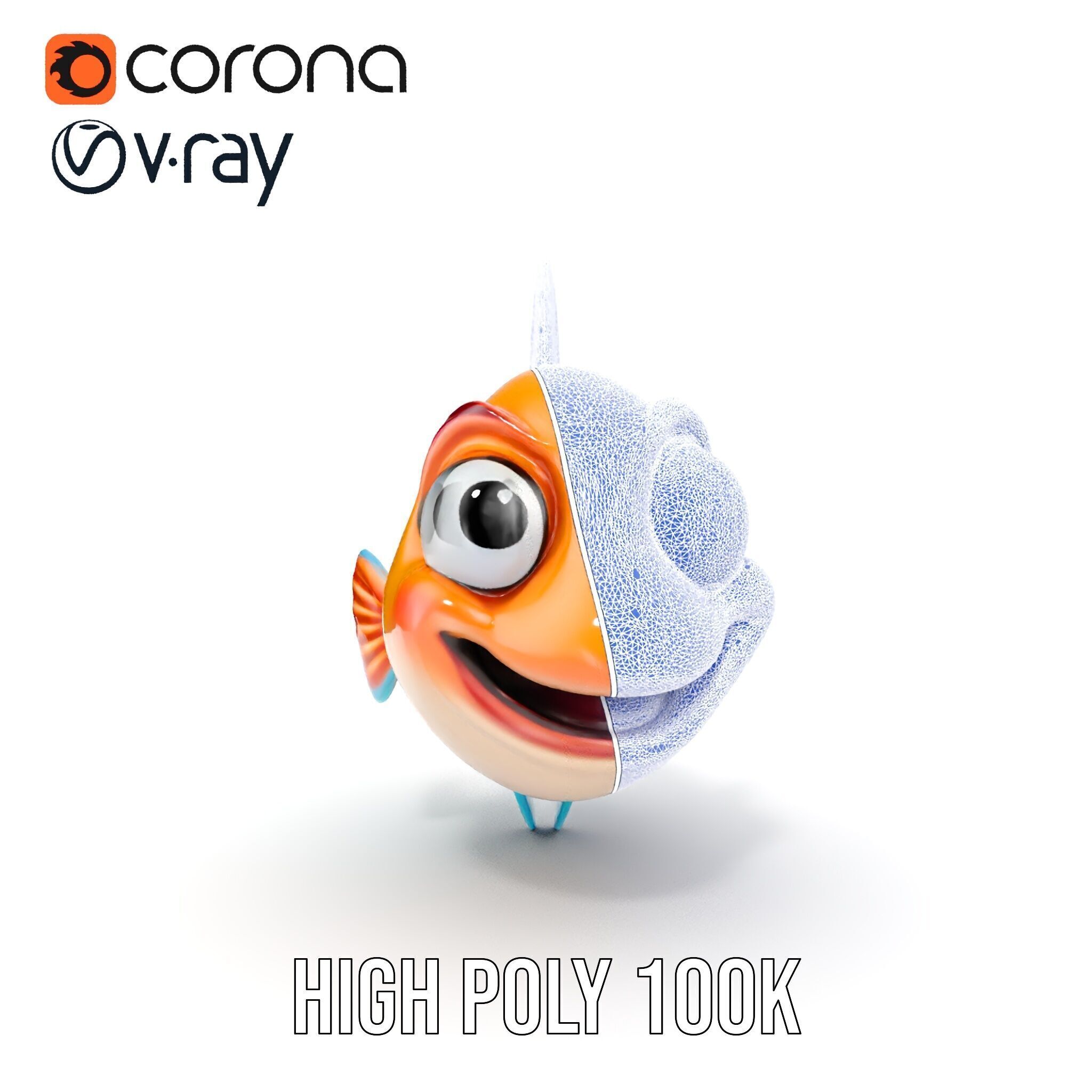 Cartoon Fish Model Pack with Vibrant Colors Low-poly 3D model_25