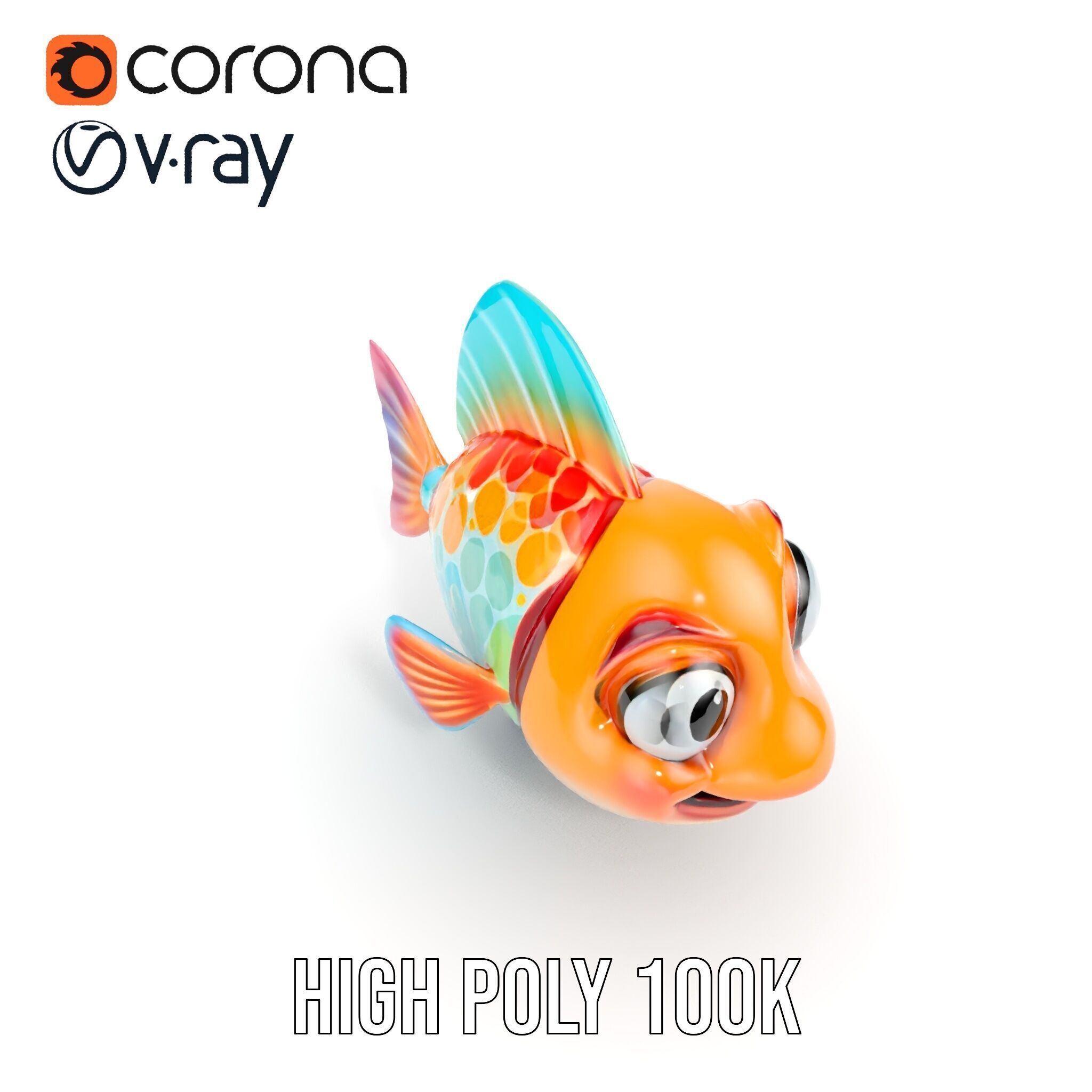 Cartoon Fish Model Pack with Vibrant Colors Low-poly 3D model_24
